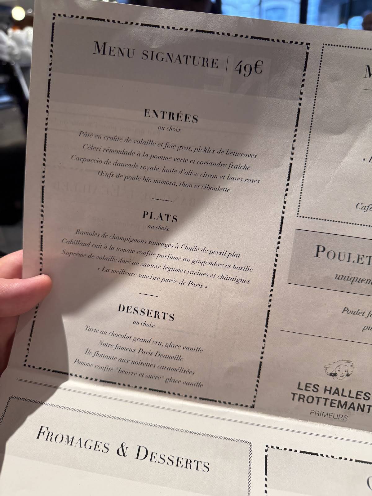 Menu de Brasserie Lazare Paris