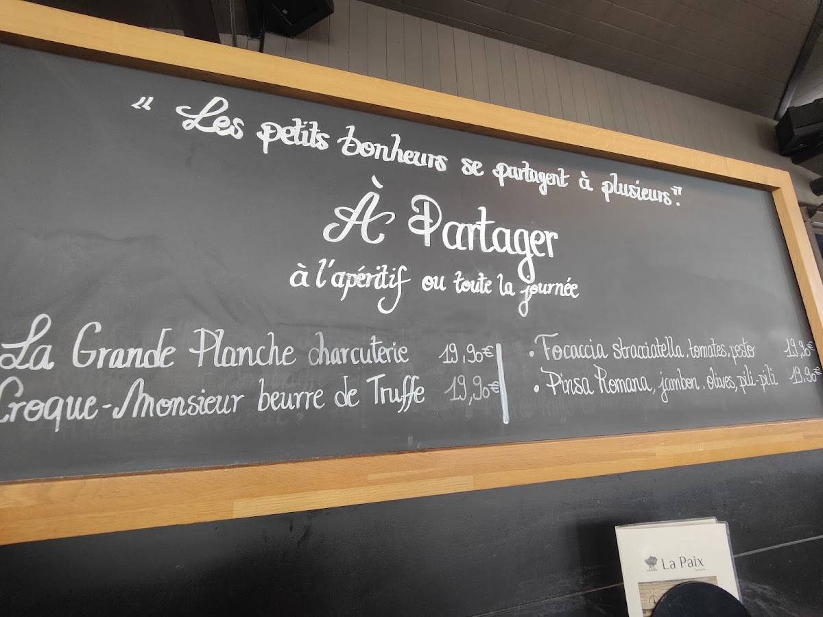 Menu de Brasserie de la Paix