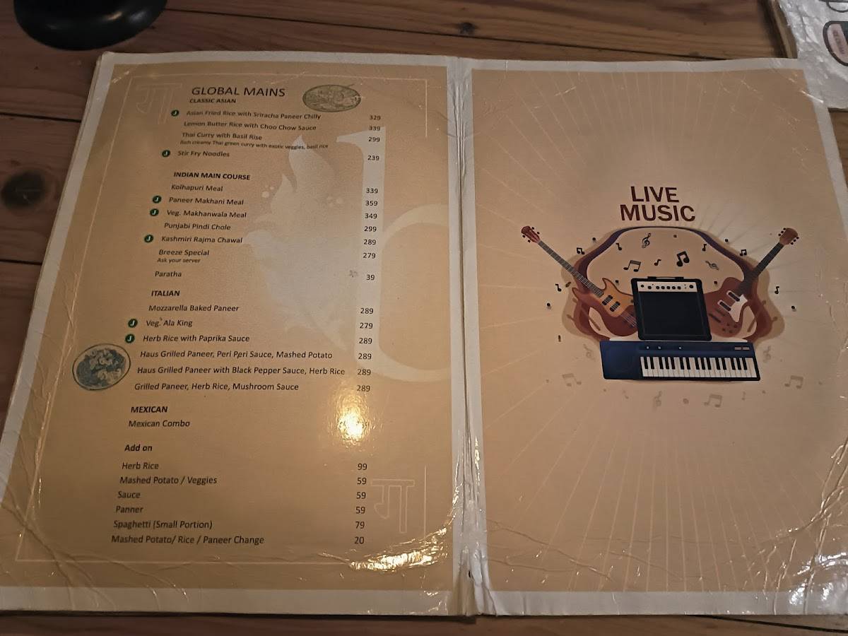 Breeze - The Rooftop Cafe menu