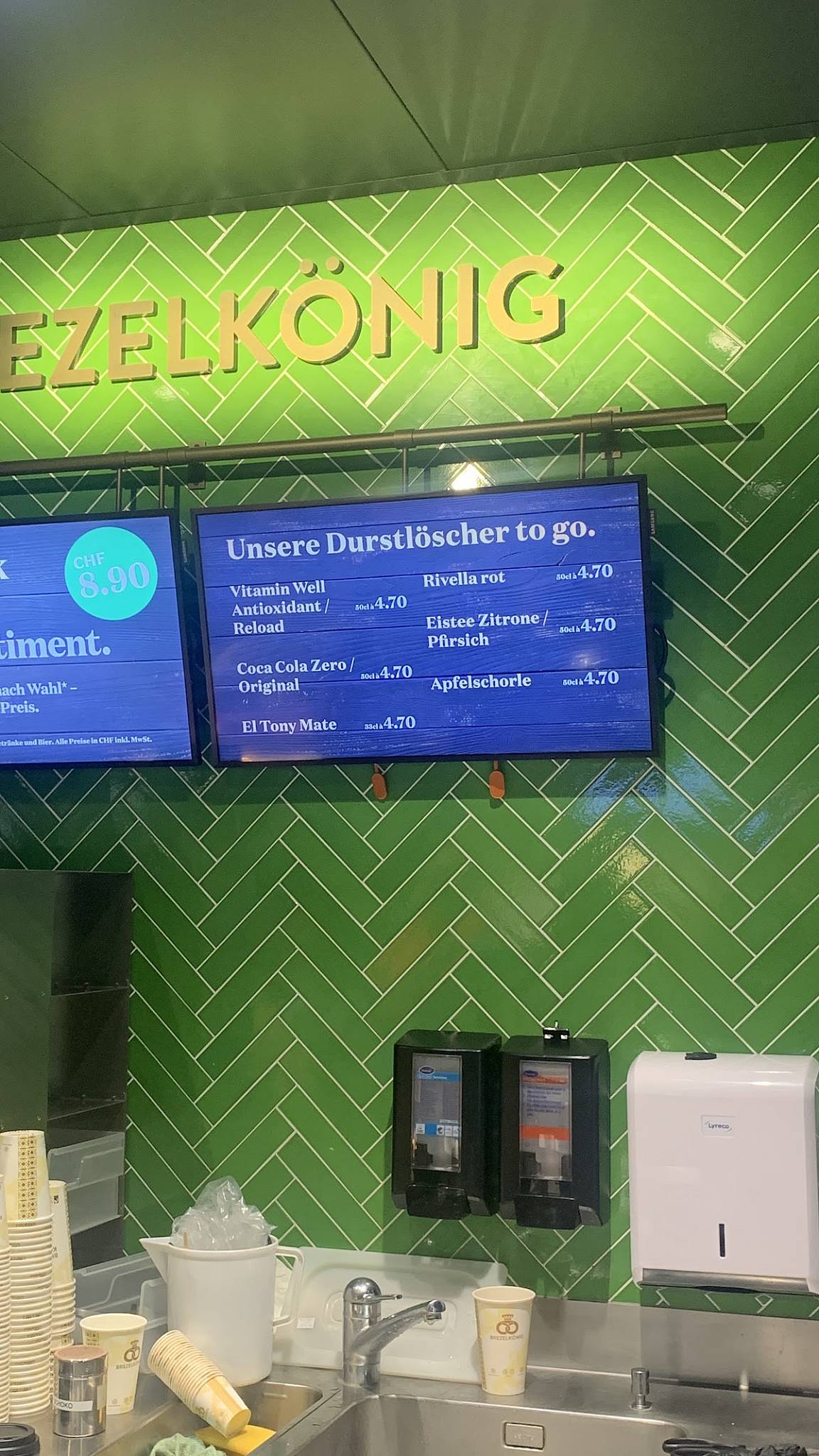 Menu di Brezelkönig Flughafen Zürich 