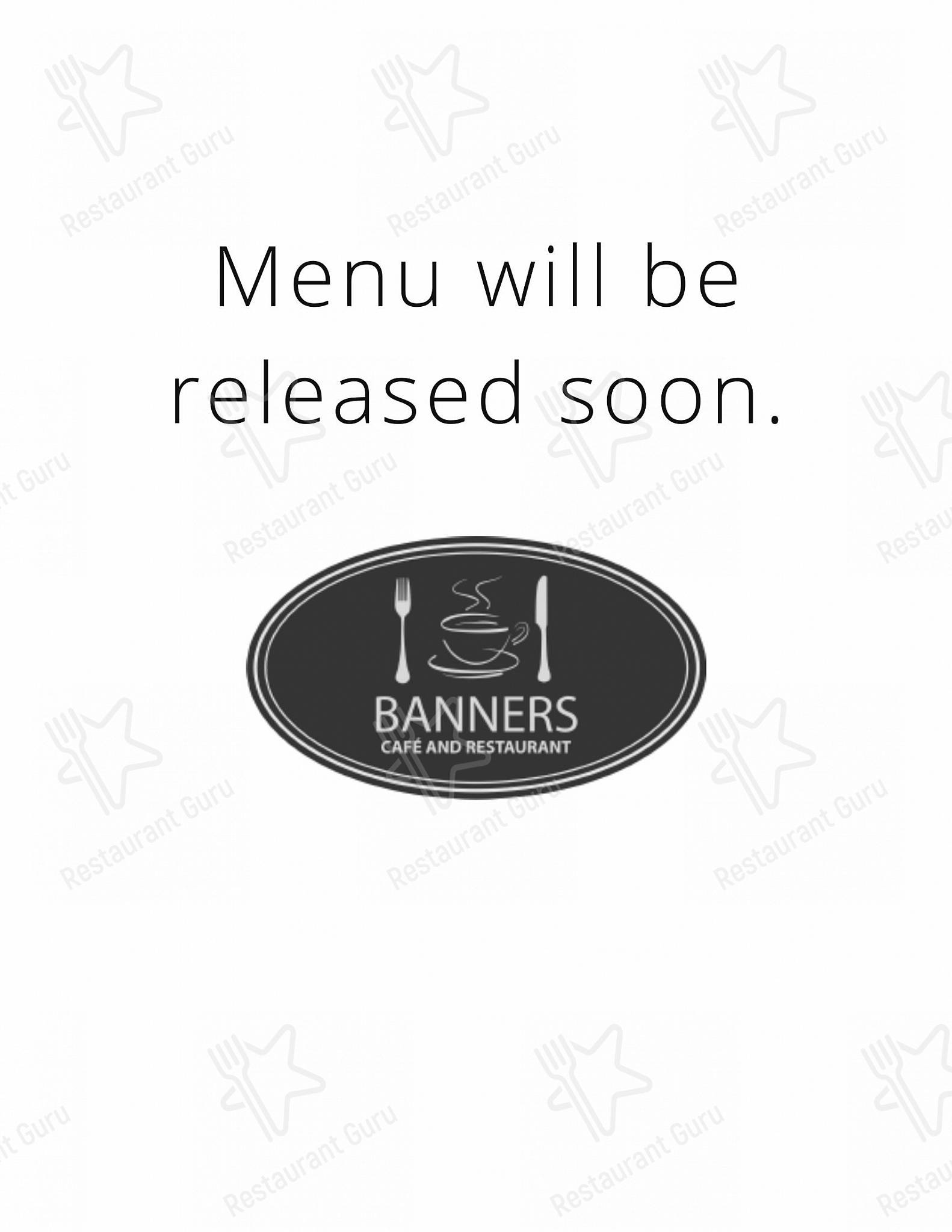 Menu at Banners Restaurant, Bromsgrove, 12 Finstall Rd