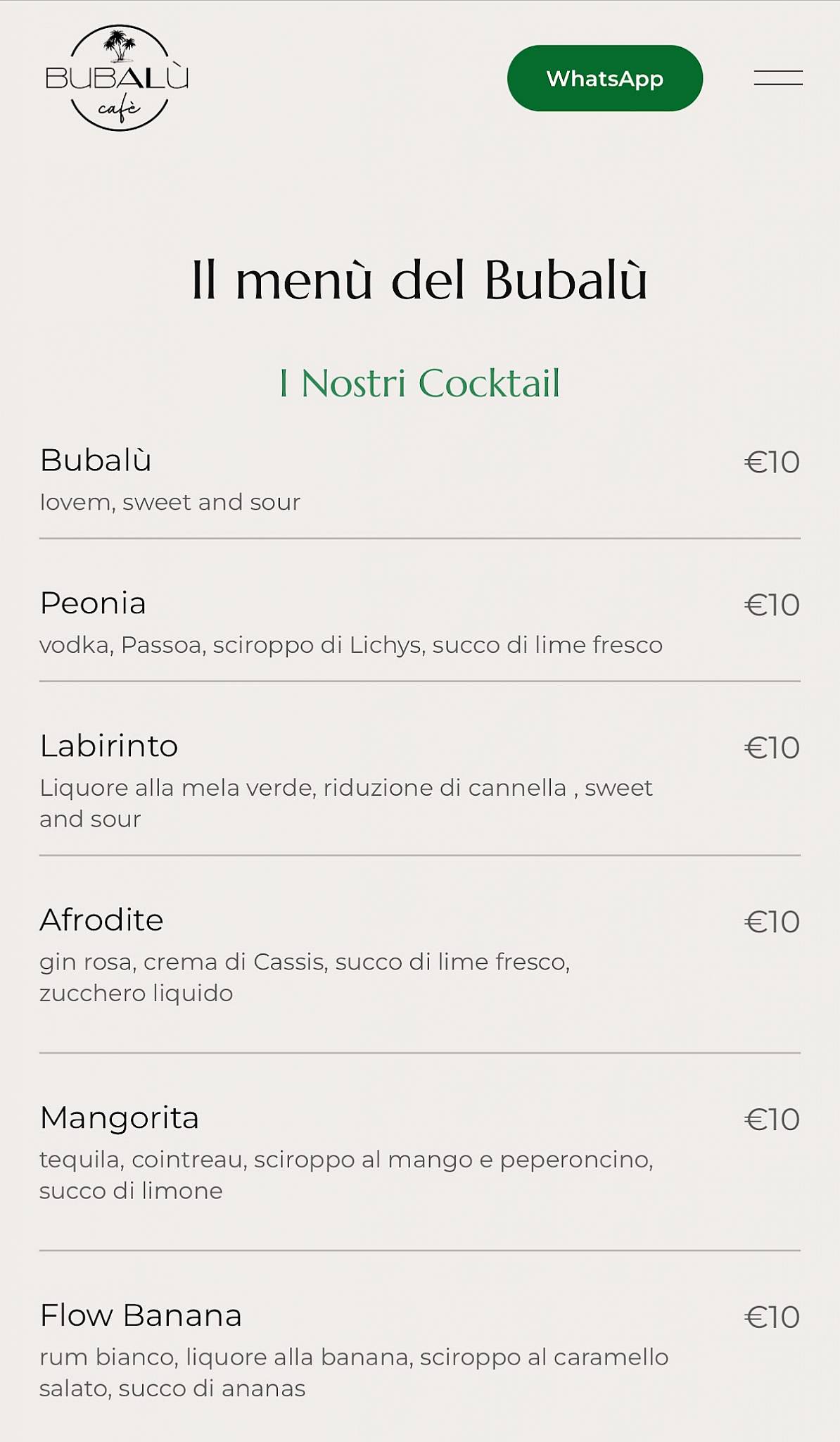 Menu di Bubalù Cafè 