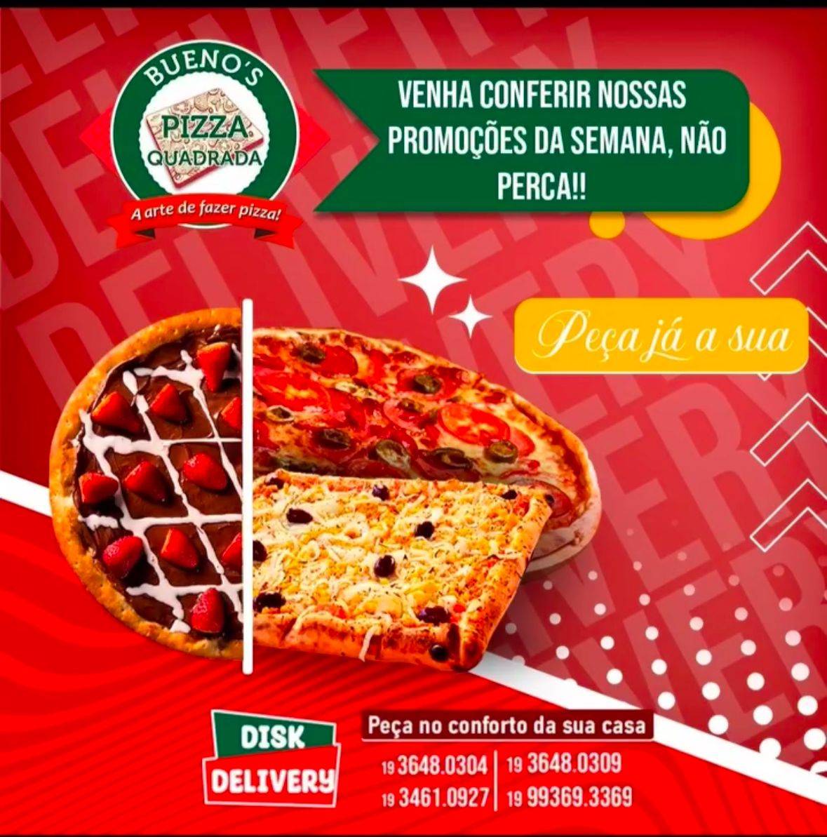 Bueno's Pizza quadrada cardápio