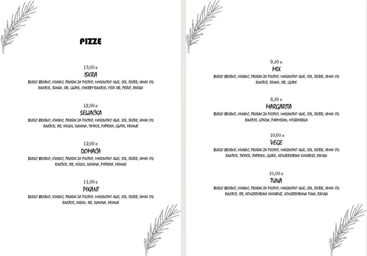 Menu di Buffet Iskra 