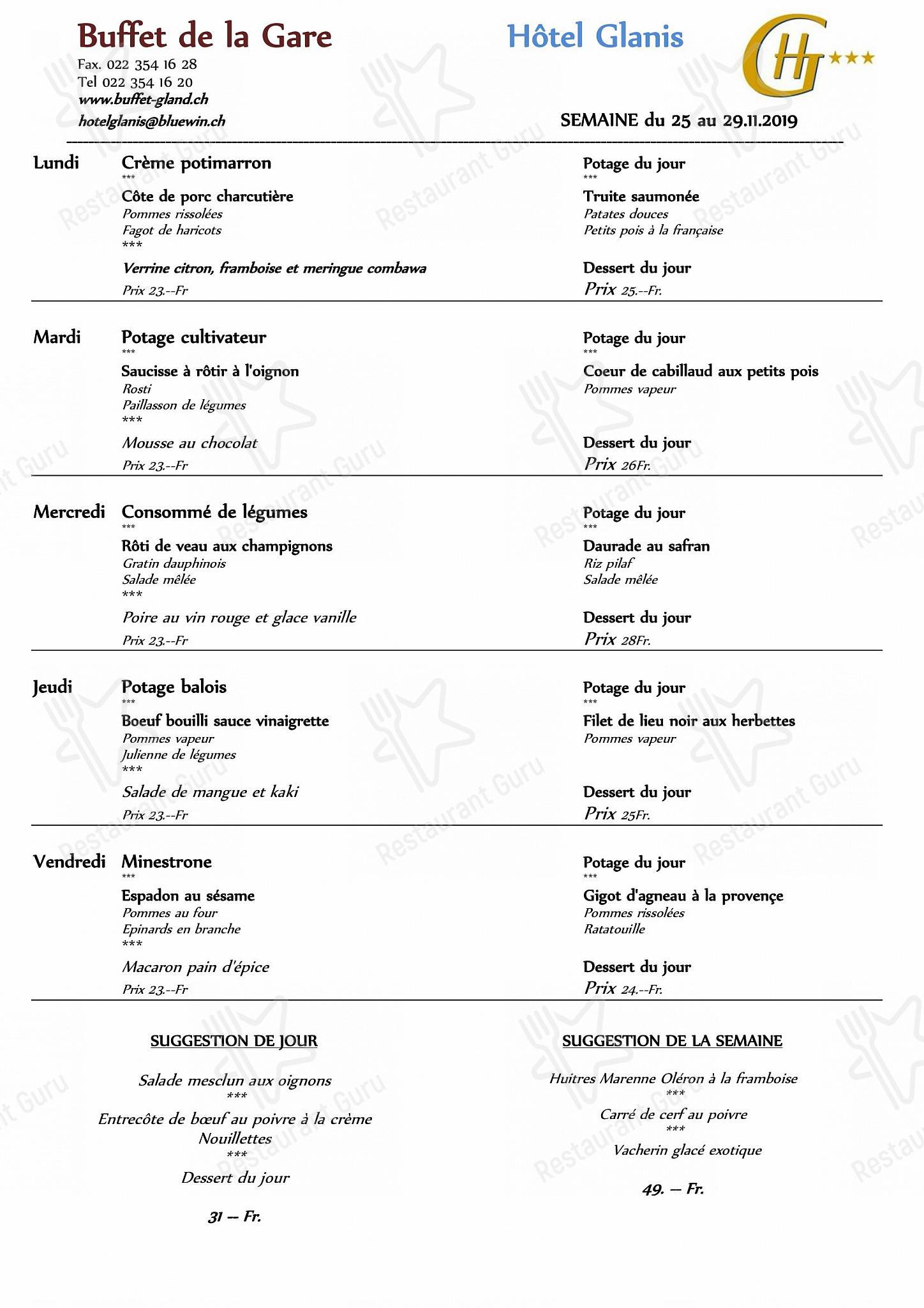 Takeaway Menu per Buffet de la Gare 1196 Gland ristorante