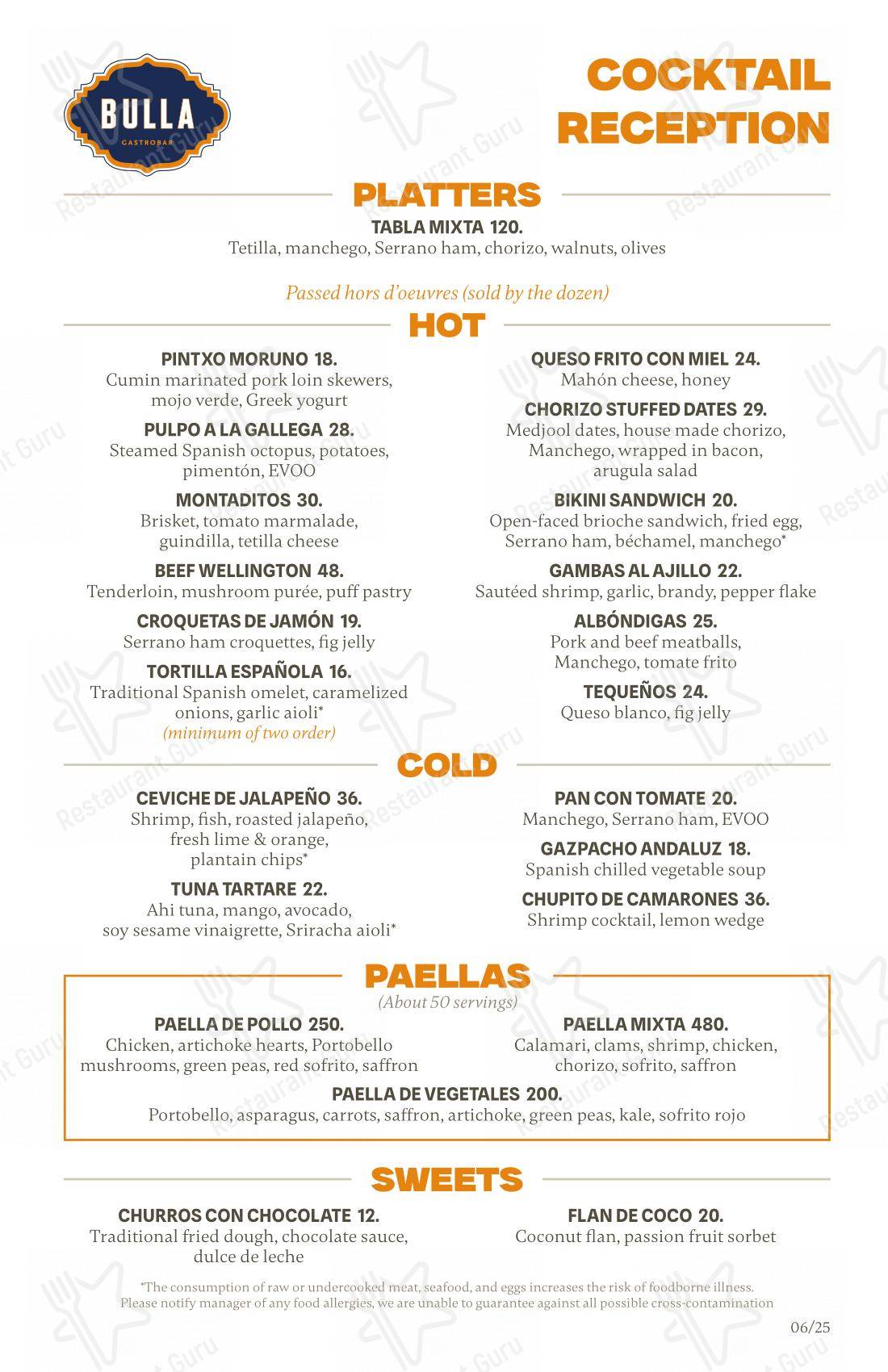 Menu at Bulla Gastrobar, Plano, Legacy Dr #180
