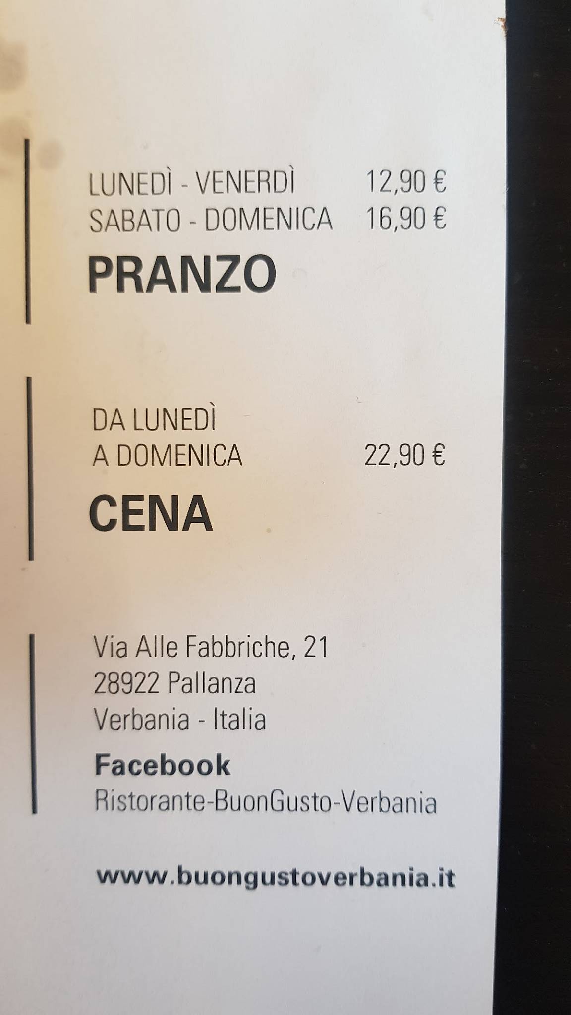 Menu di Buon Gusto 