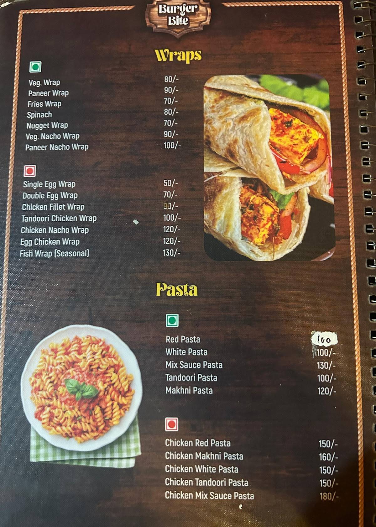Burger bite menu