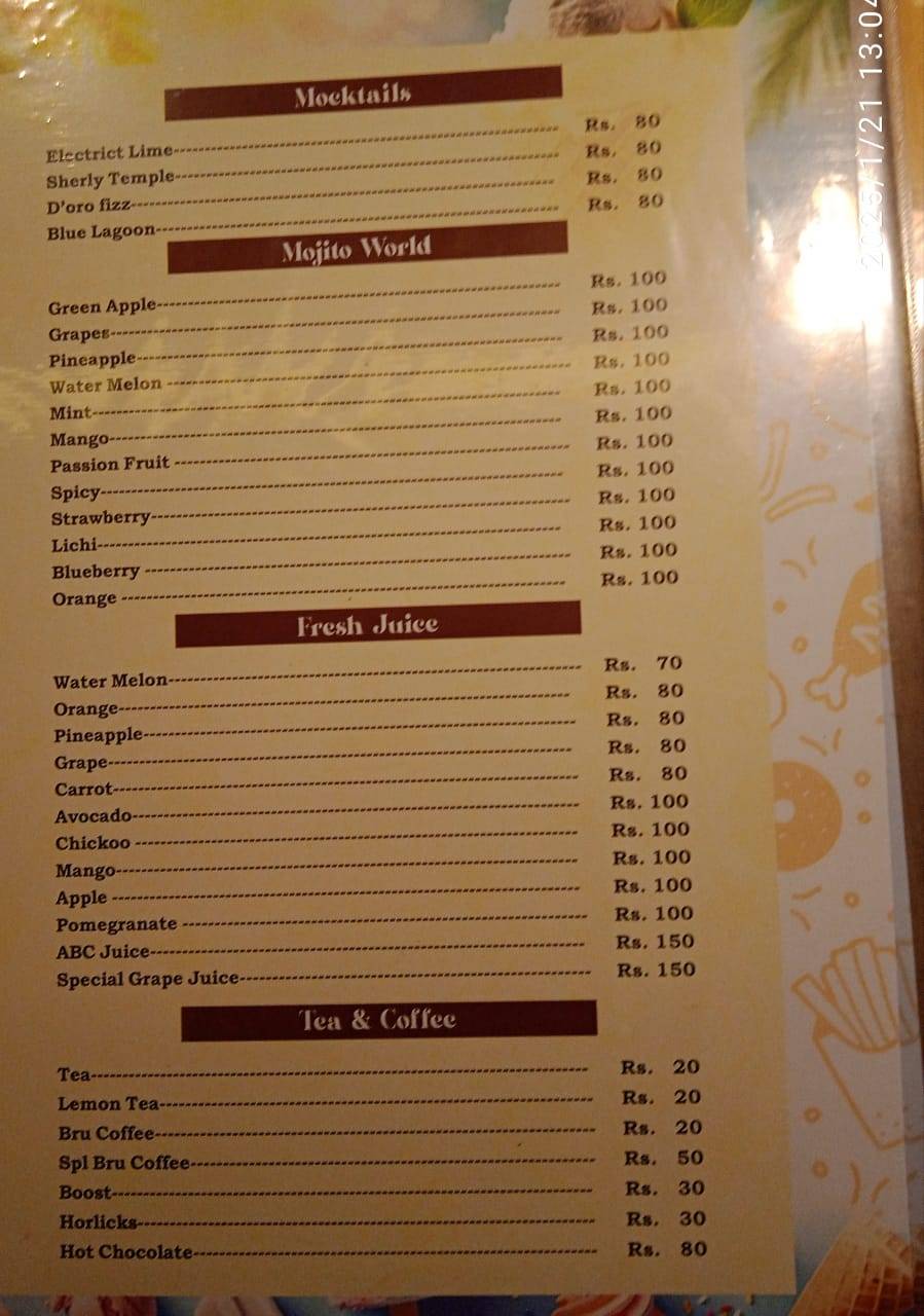 UNCLE'S CAFE DORO PALAI menu