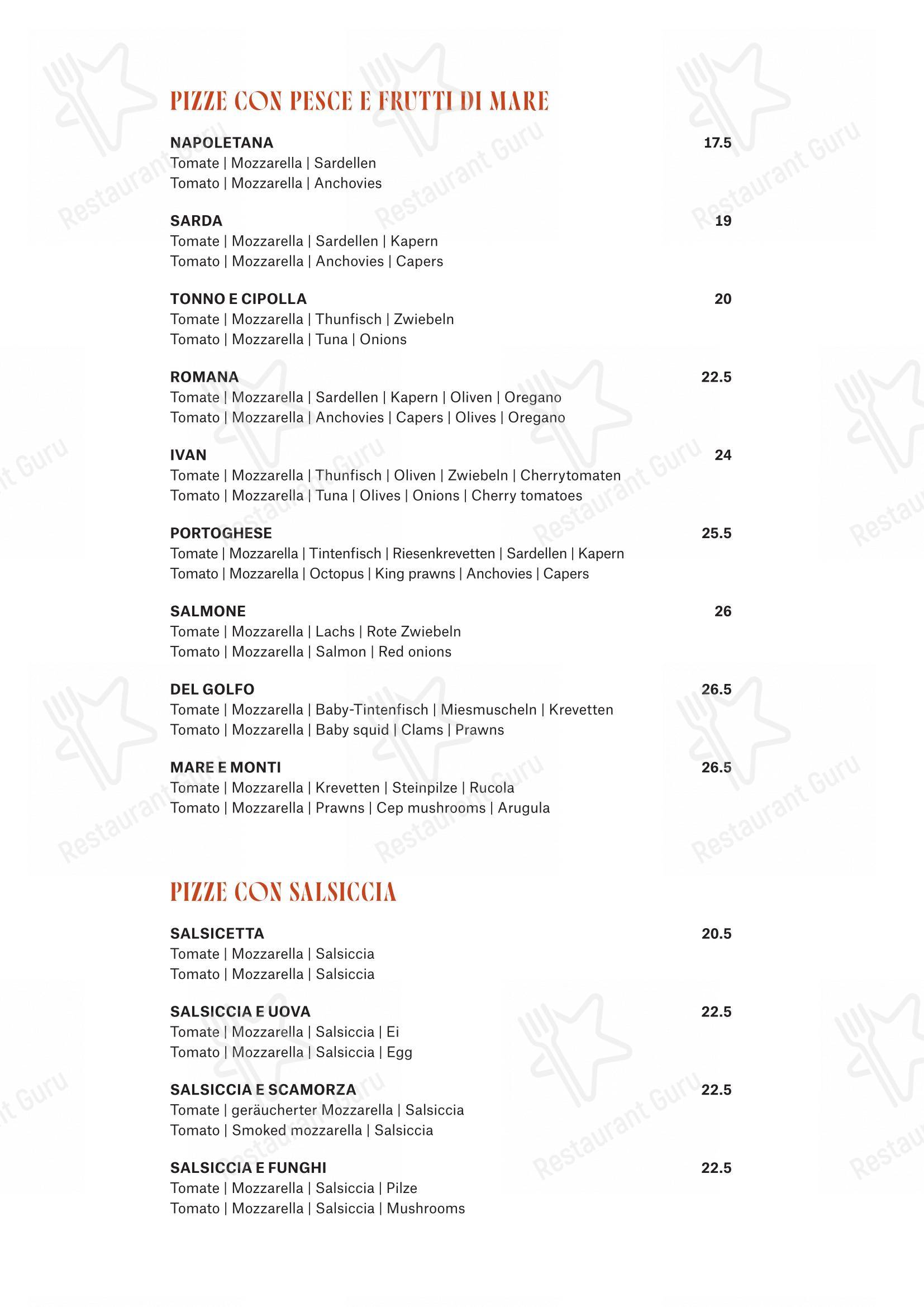 Menu bar per CARUSO – Pizza & Pasta in San Maurizio