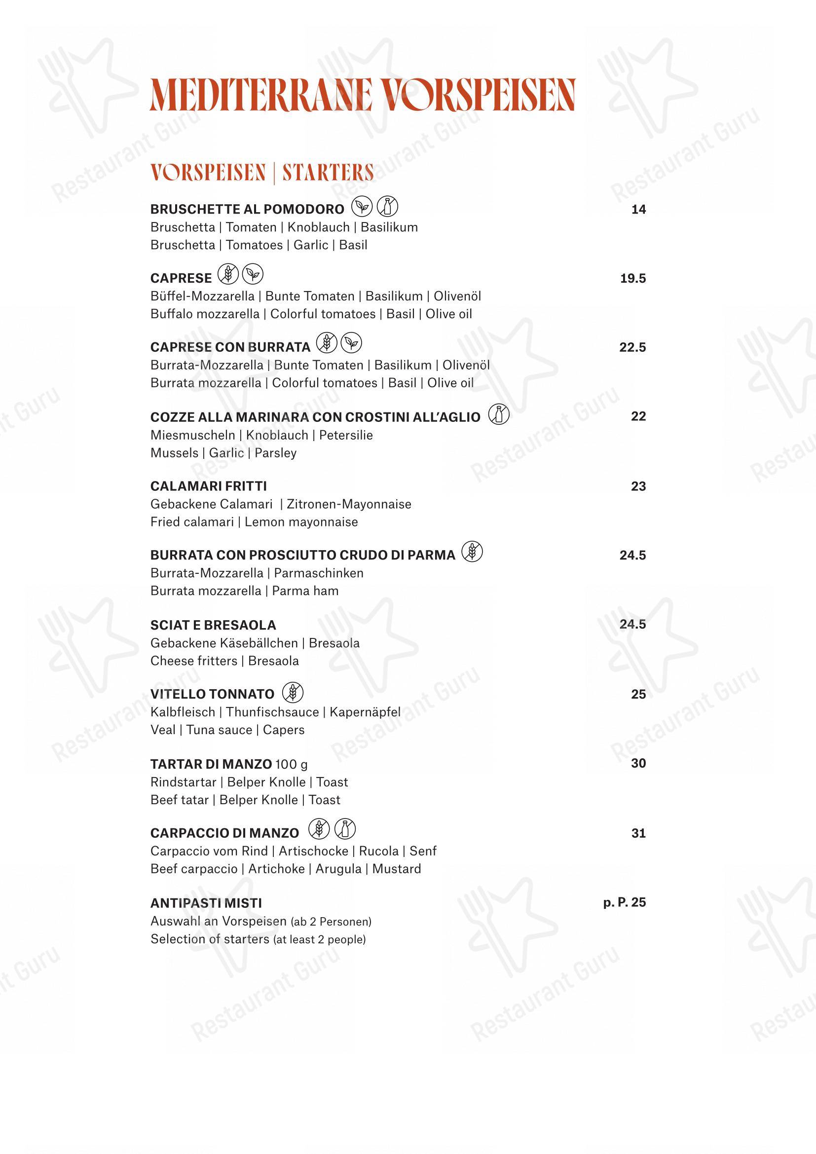 Menu bar per CARUSO – Pizza & Pasta in San Maurizio