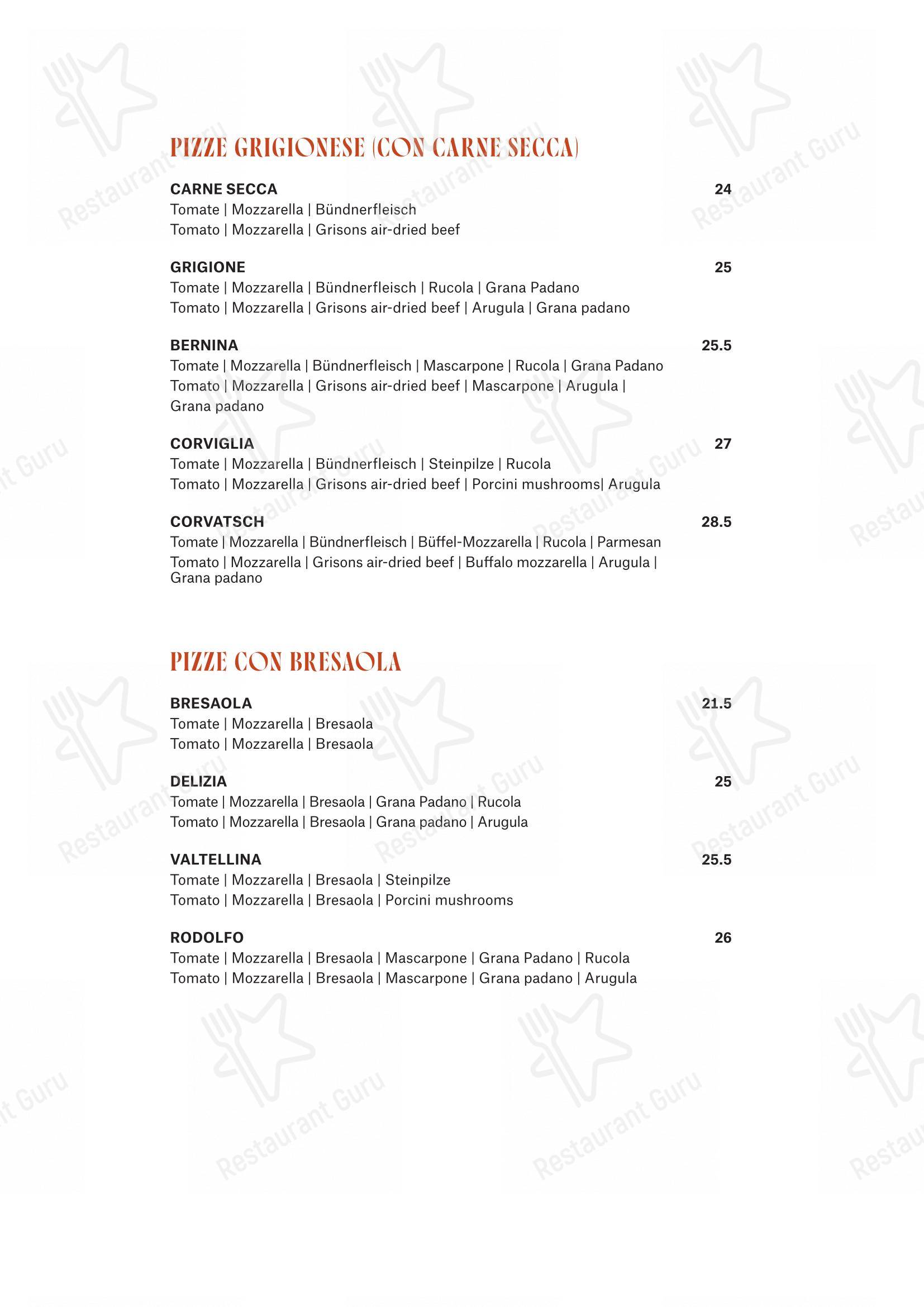 Menu bar per CARUSO – Pizza & Pasta in San Maurizio