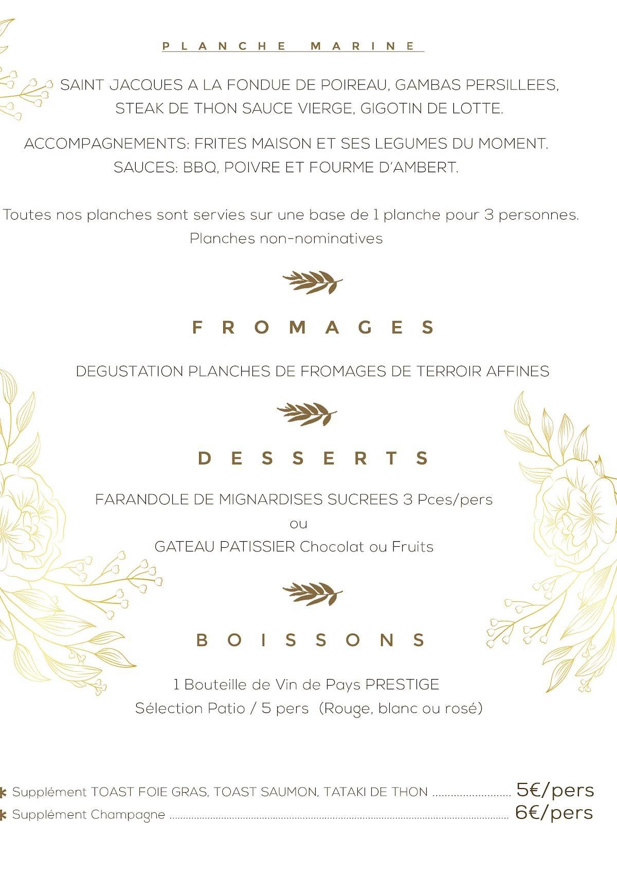 Menu de LE PATIO Resto festif
