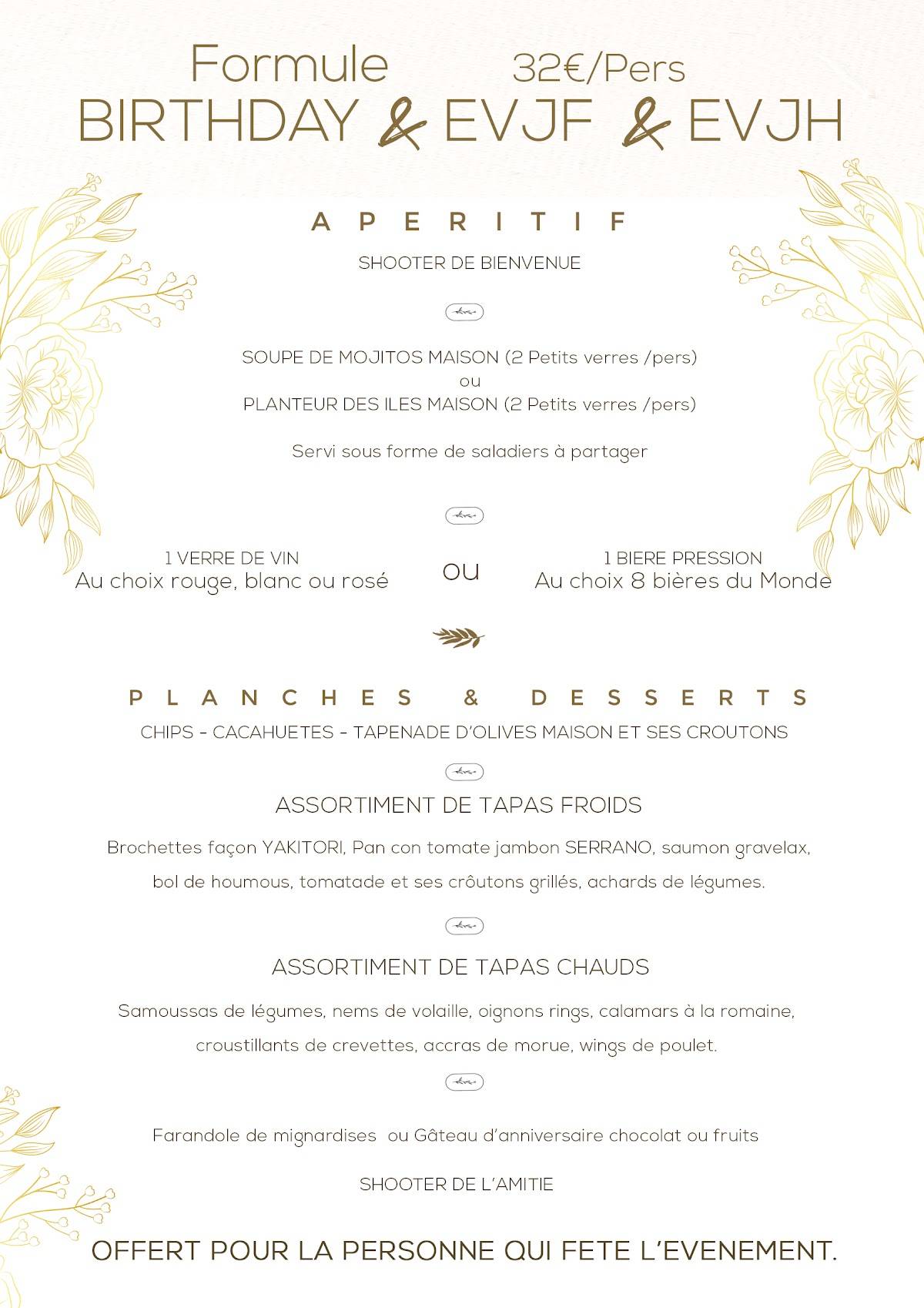 Menu de LE PATIO Resto festif