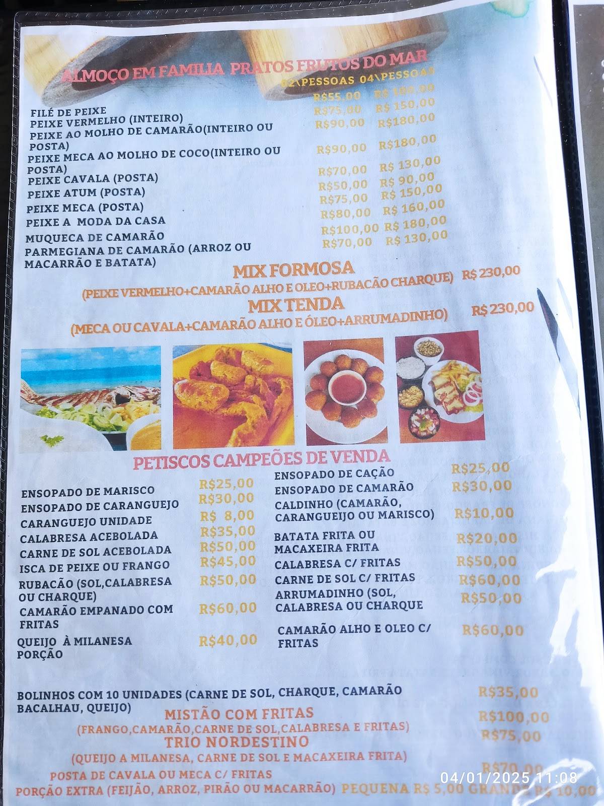 Tenda Formosa Bar & Restaurante cardápio