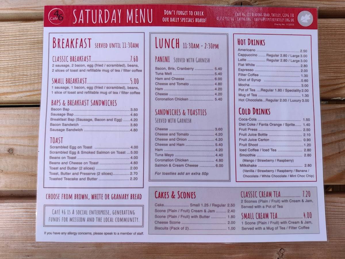 Menu At Caf Cafe Yateley