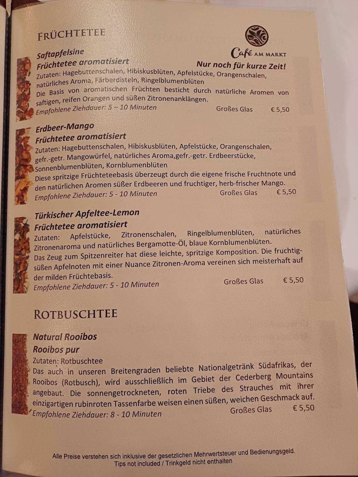 cafe am markt osnabrück speisekarte
