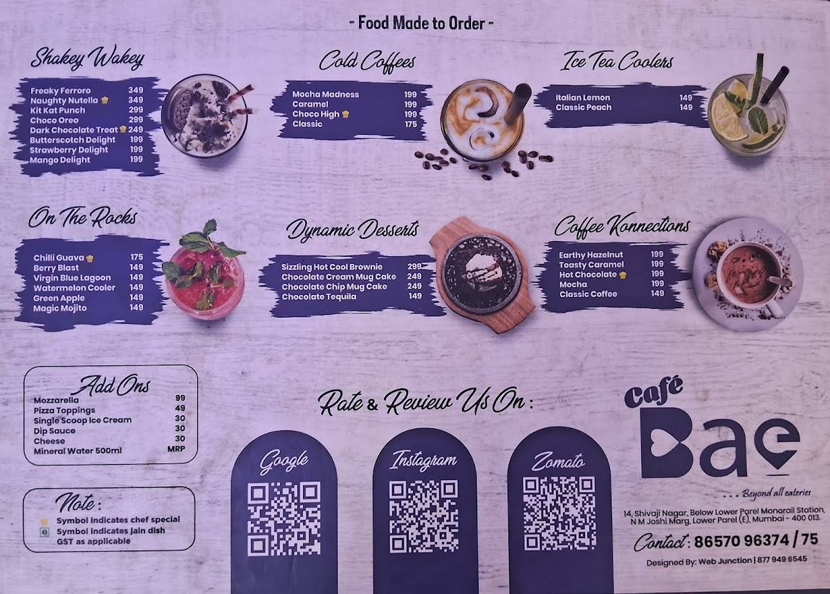 Cafe Bae menu