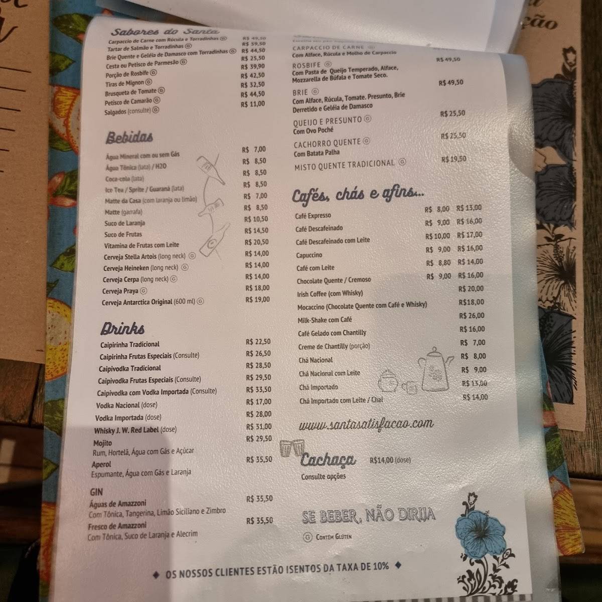 Bistrô Santa Satisfação - Copacabana cardápio