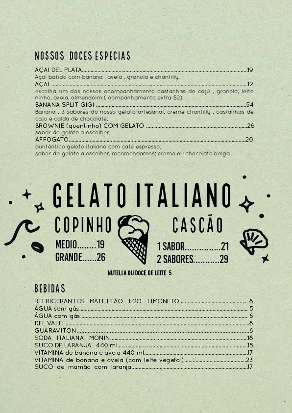 Borogodó Galato e Café cardápio