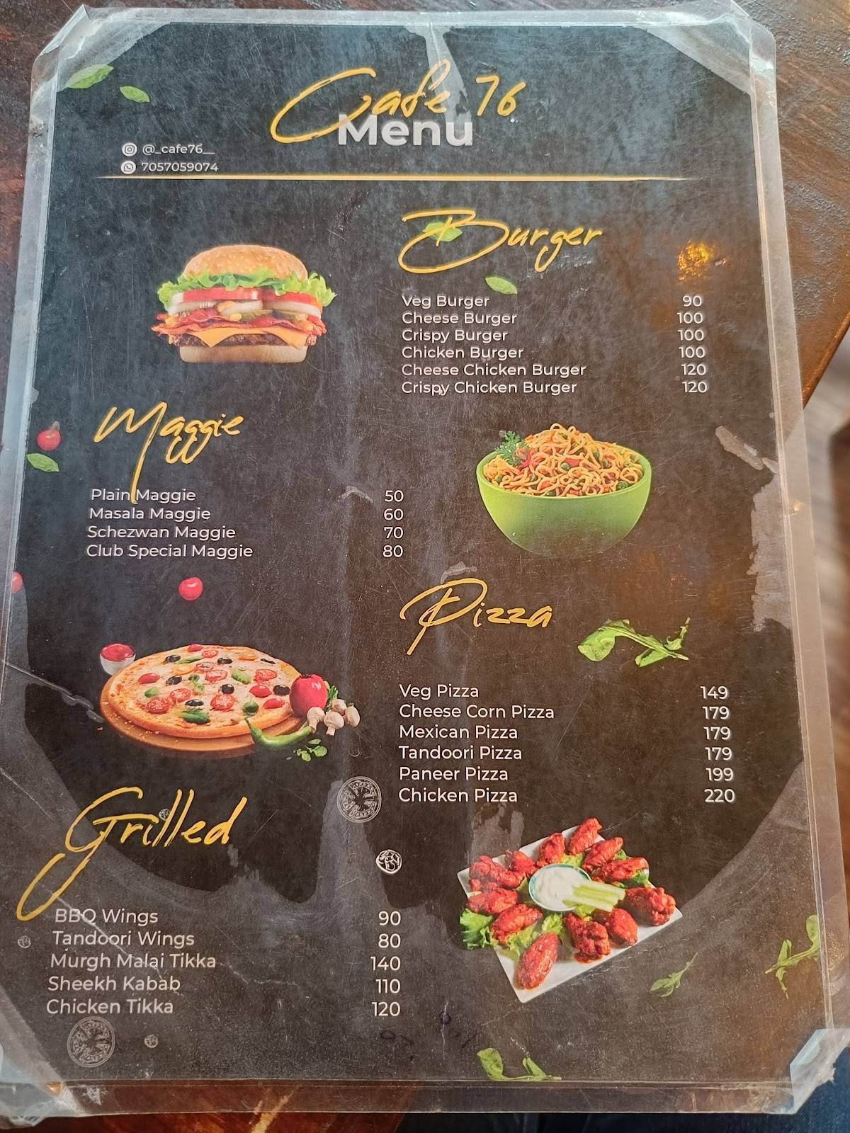 Cafe 76 menu