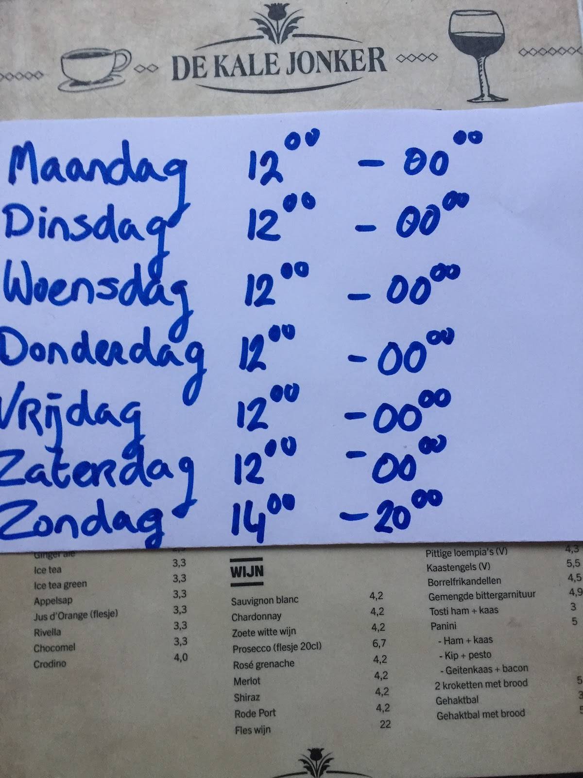 Speisekarte von Café De Kale Jonker, Groningen