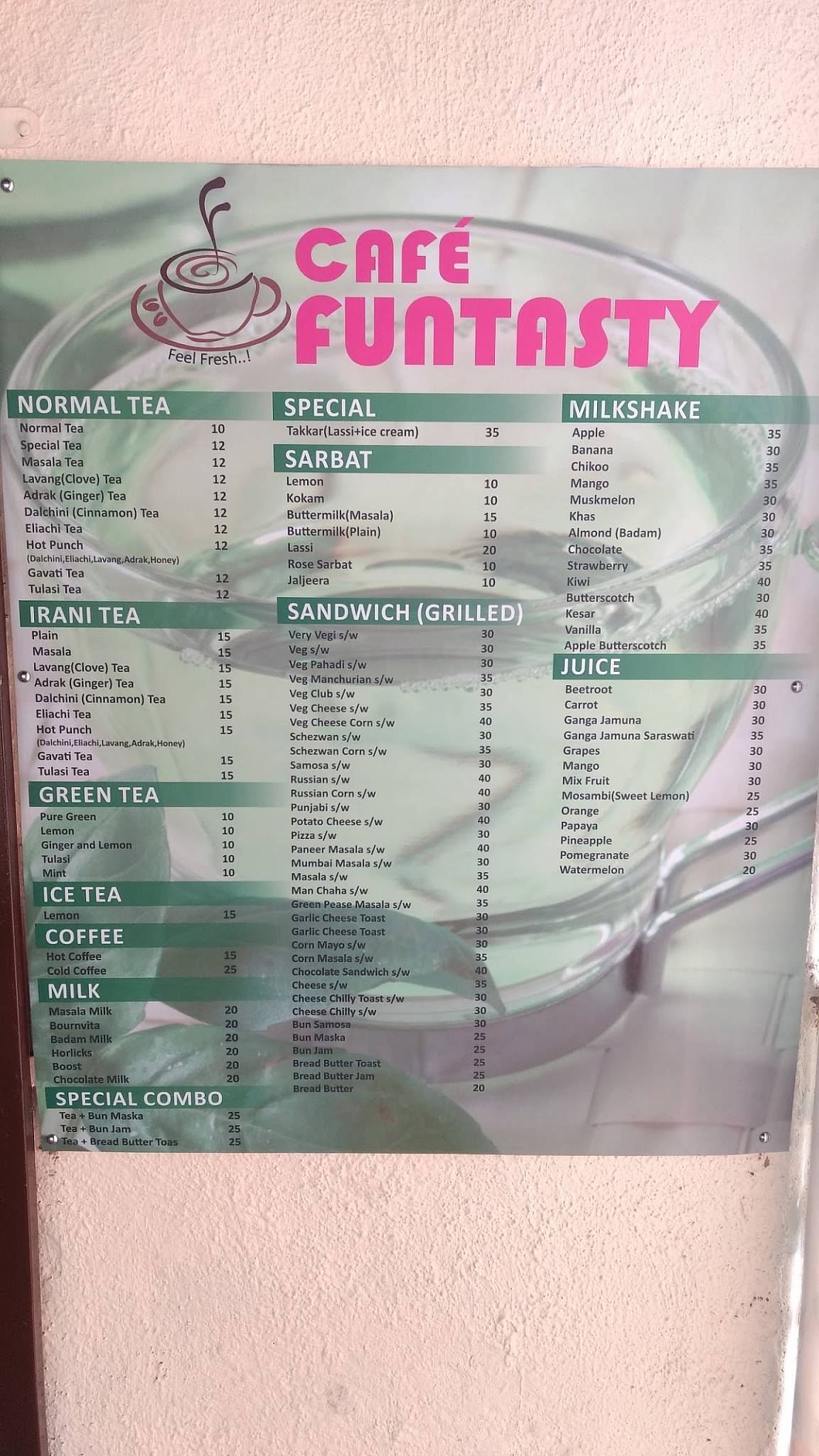 Cafe Funtasty menu