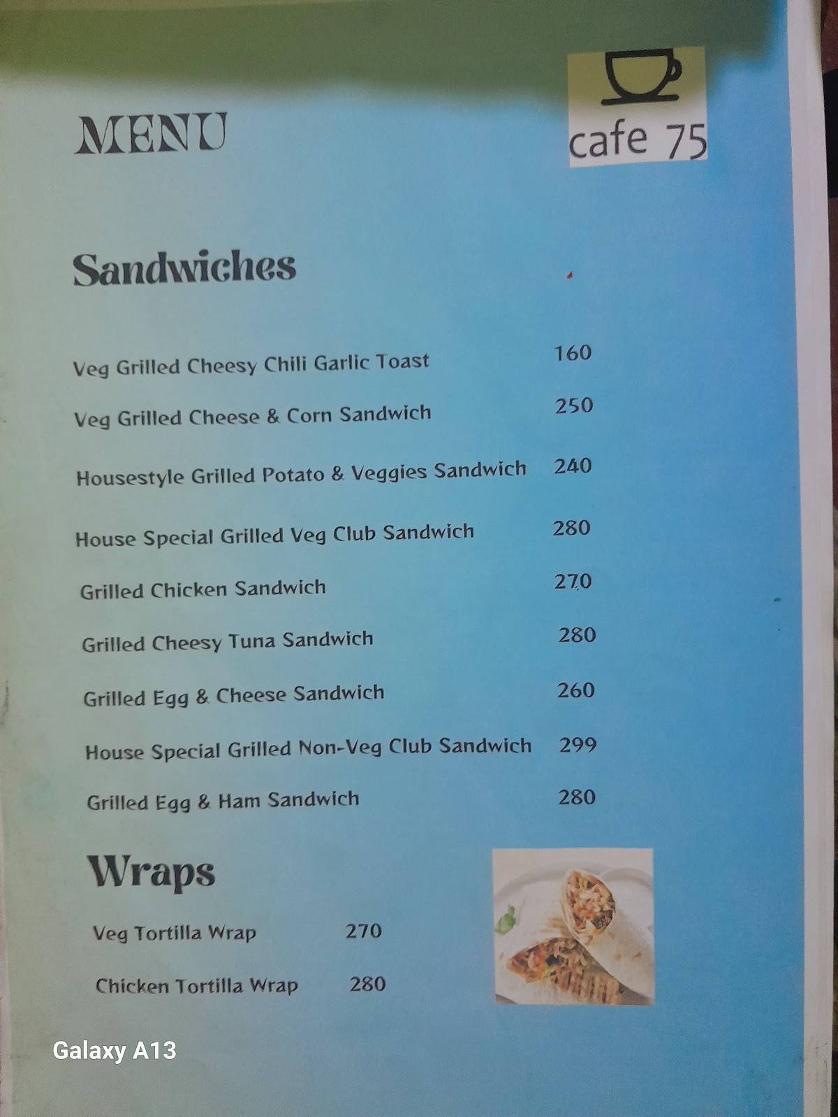 Cafe75 menu