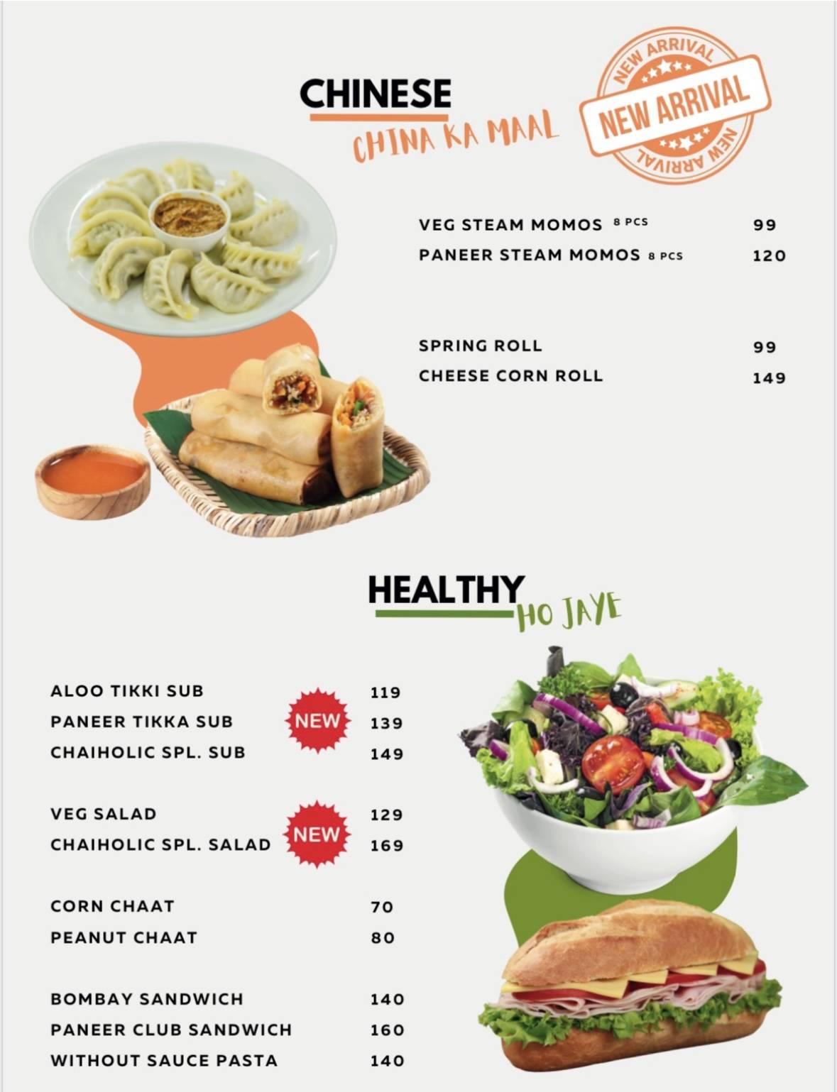 Cafe Chaiholic menu