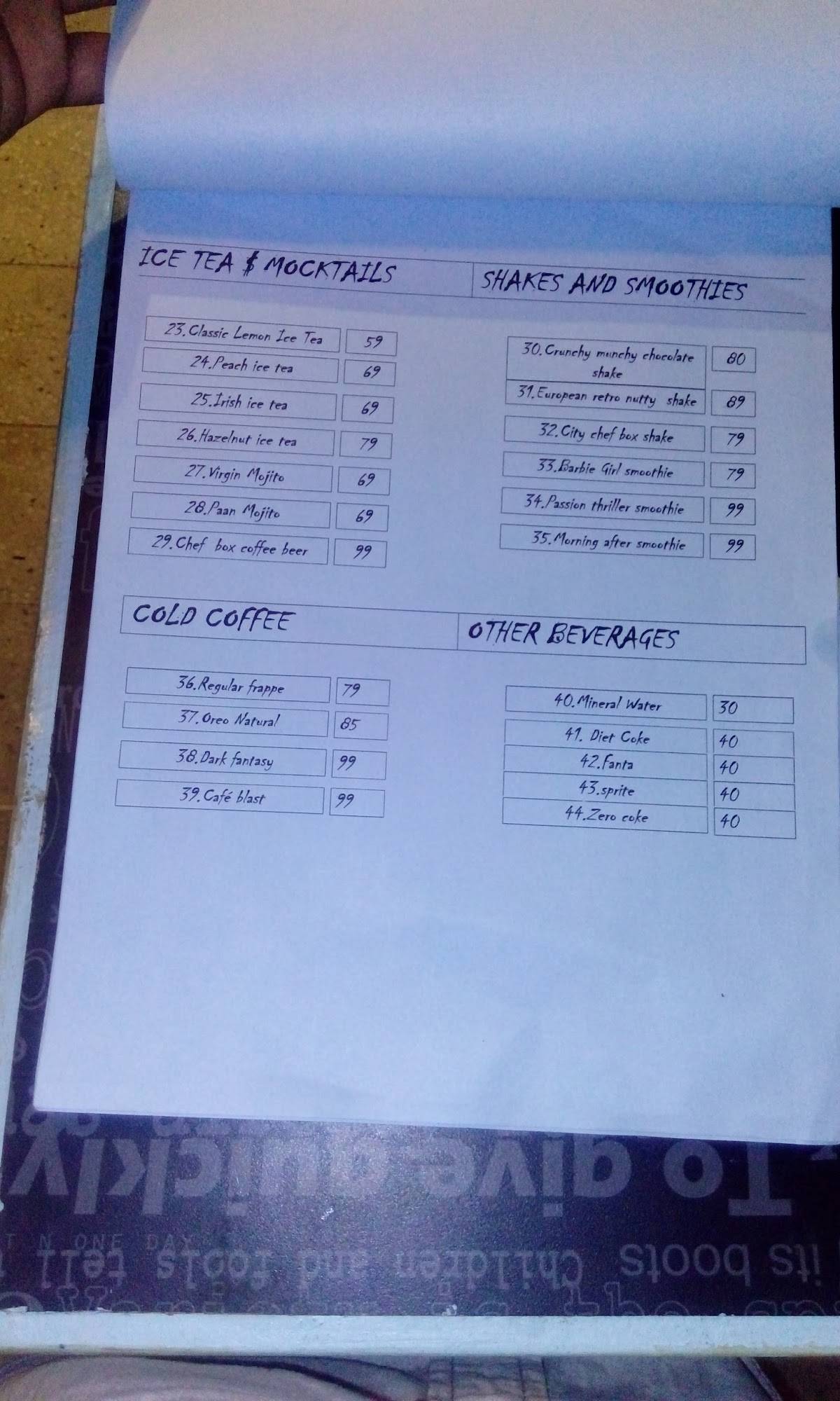 Chef Box menu