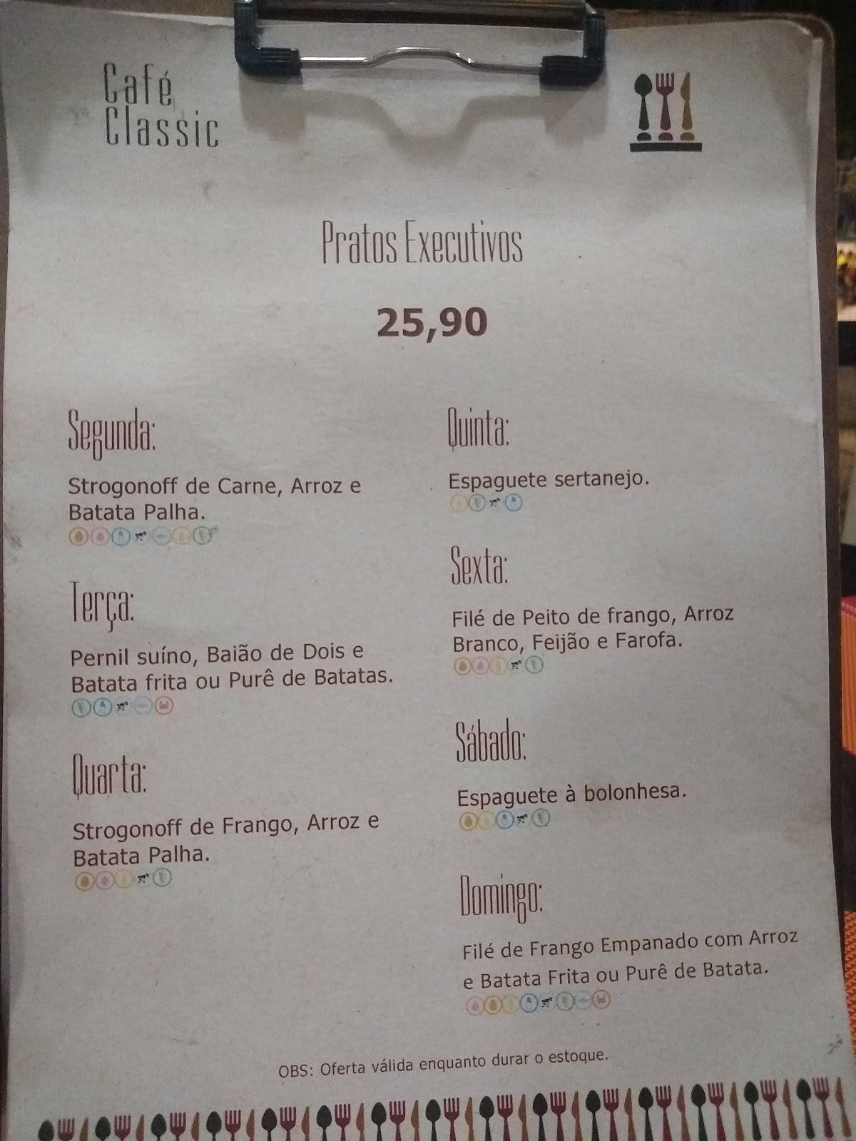 Café Classic cardápio