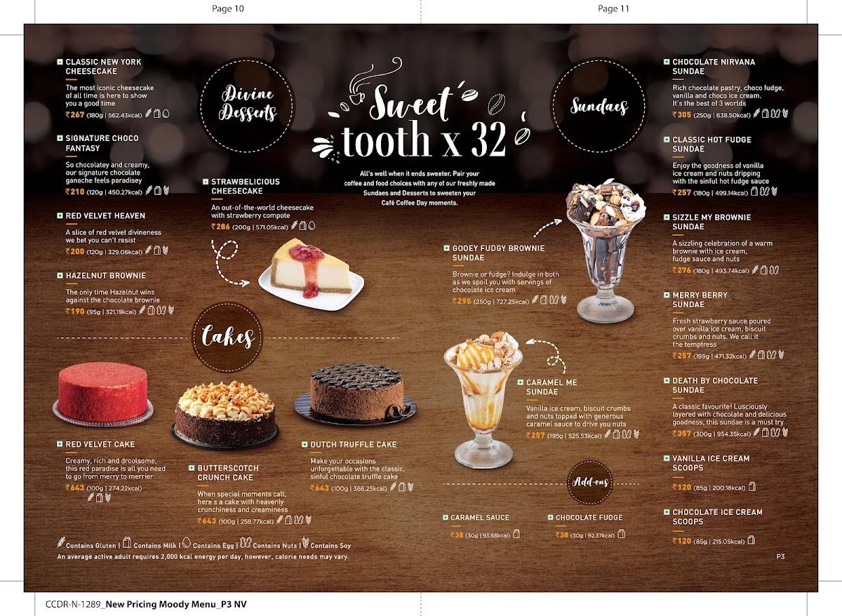 Café Coffee Day menu