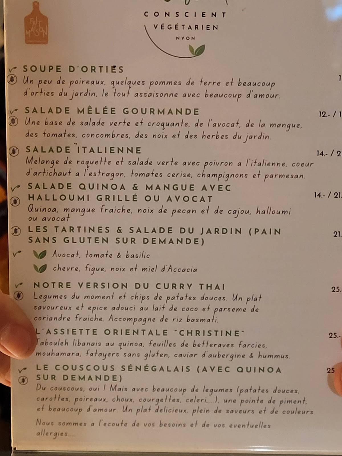Menu de Café Conscient