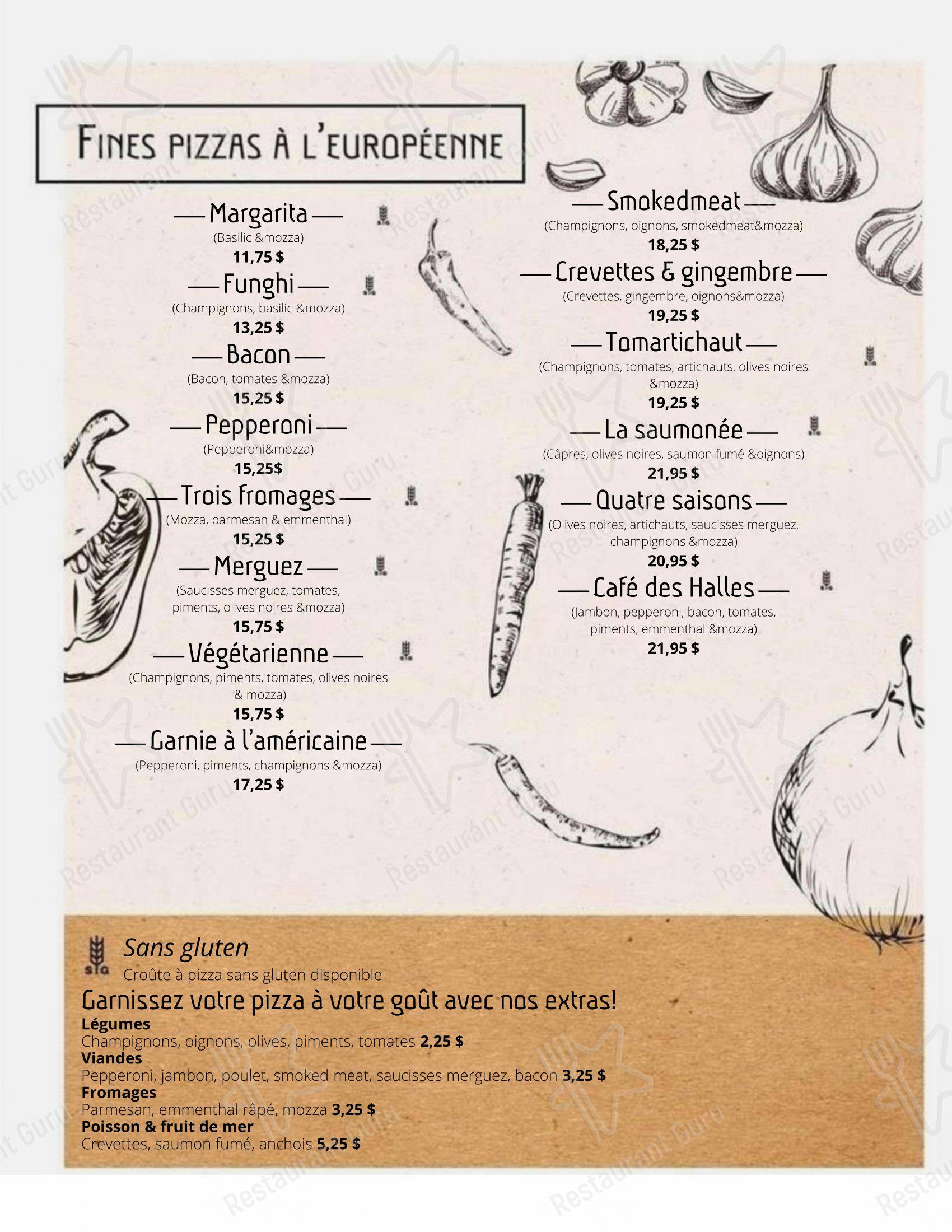 Menu pour Café des Halles dans Rimouski