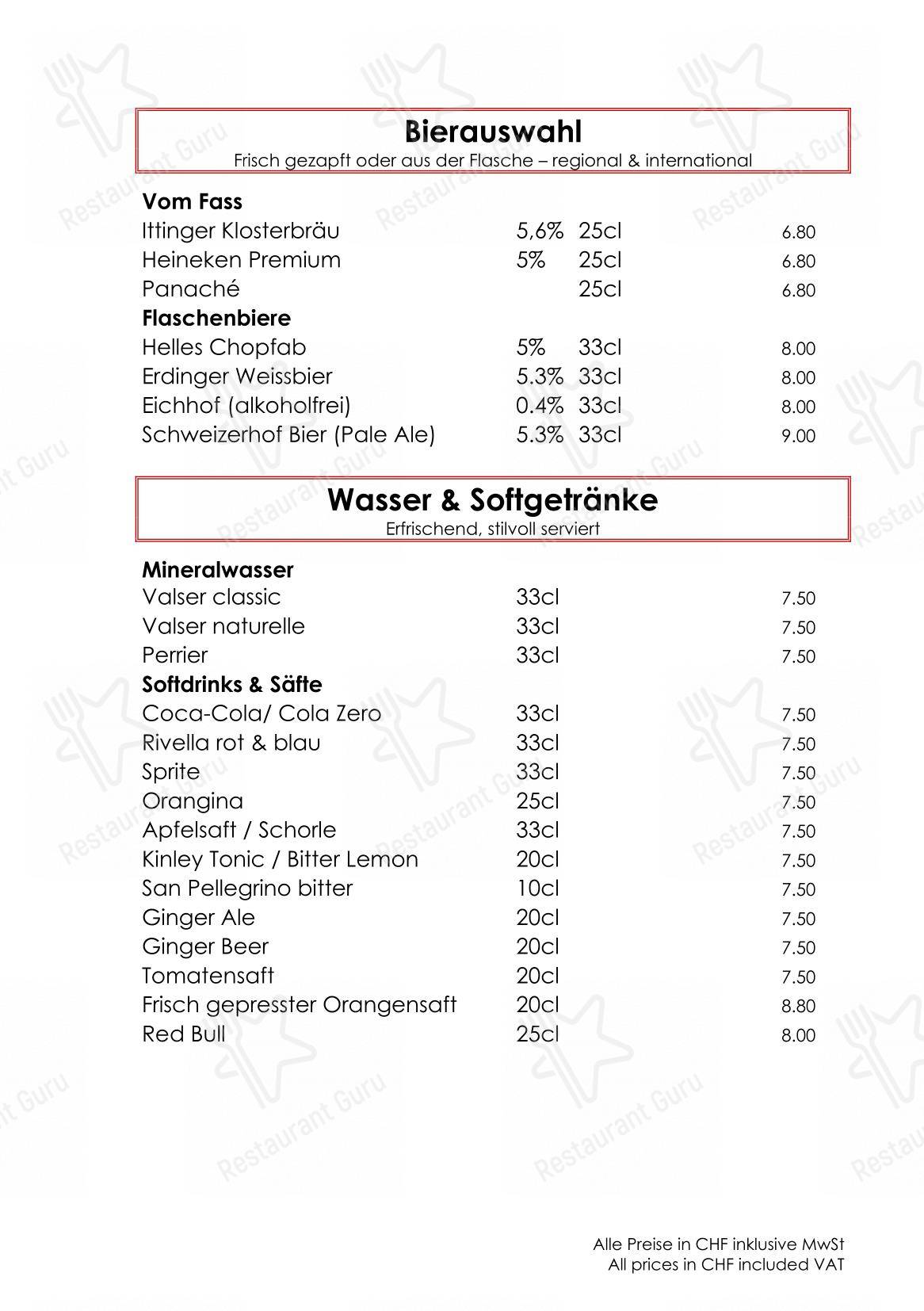 Café Gourmet in Zurigo - Ночное меню