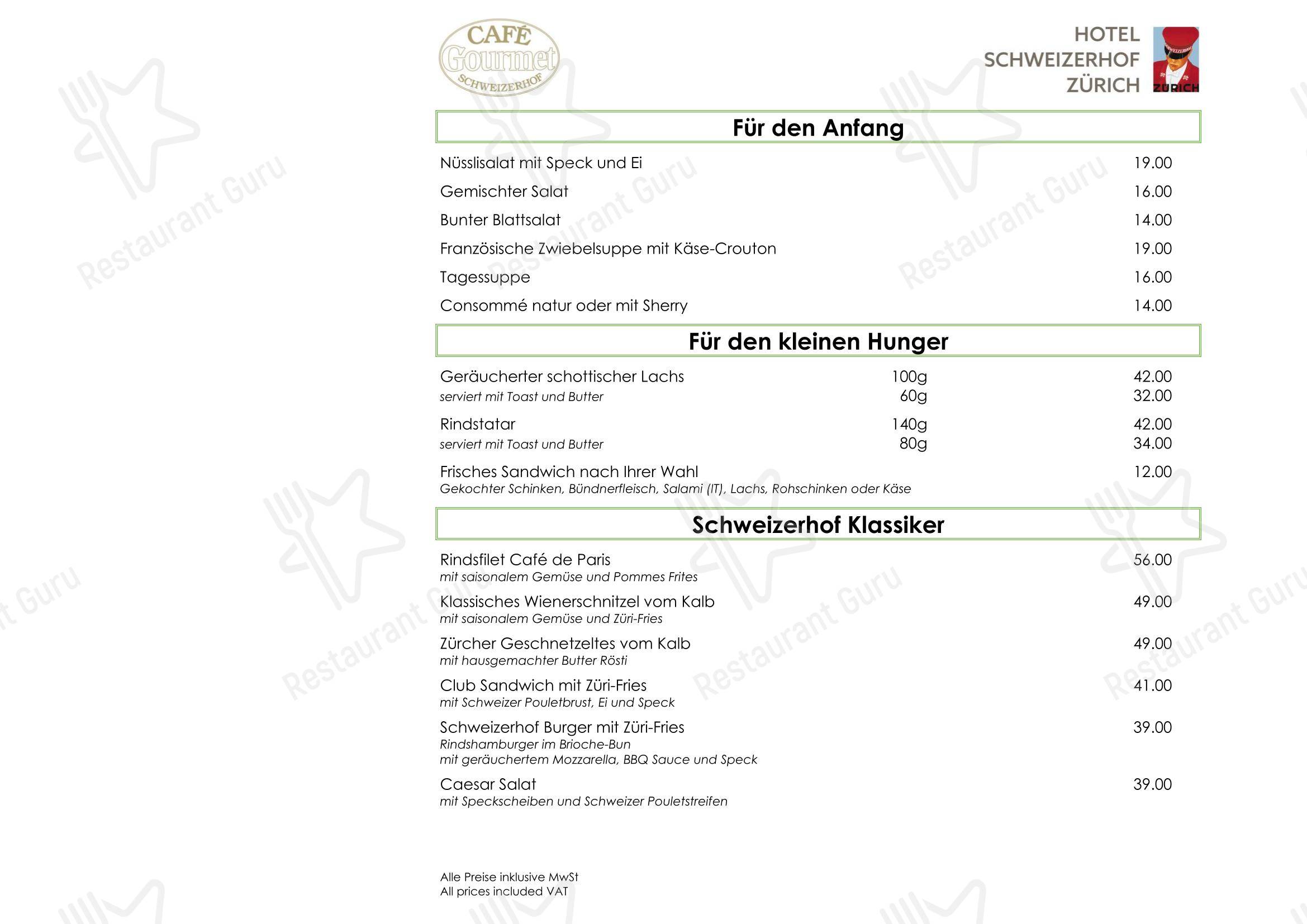 Café Gourmet in Zurigo - Основное меню