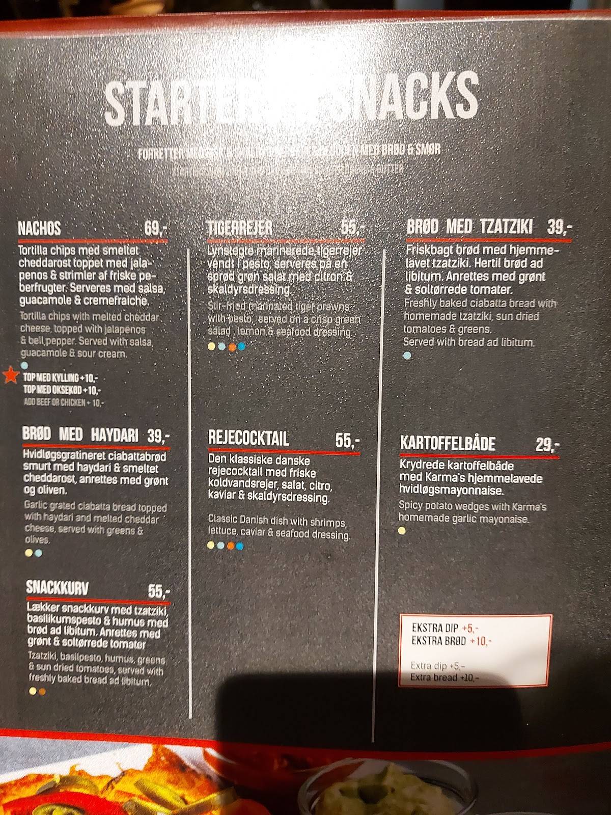 Menu de Karma