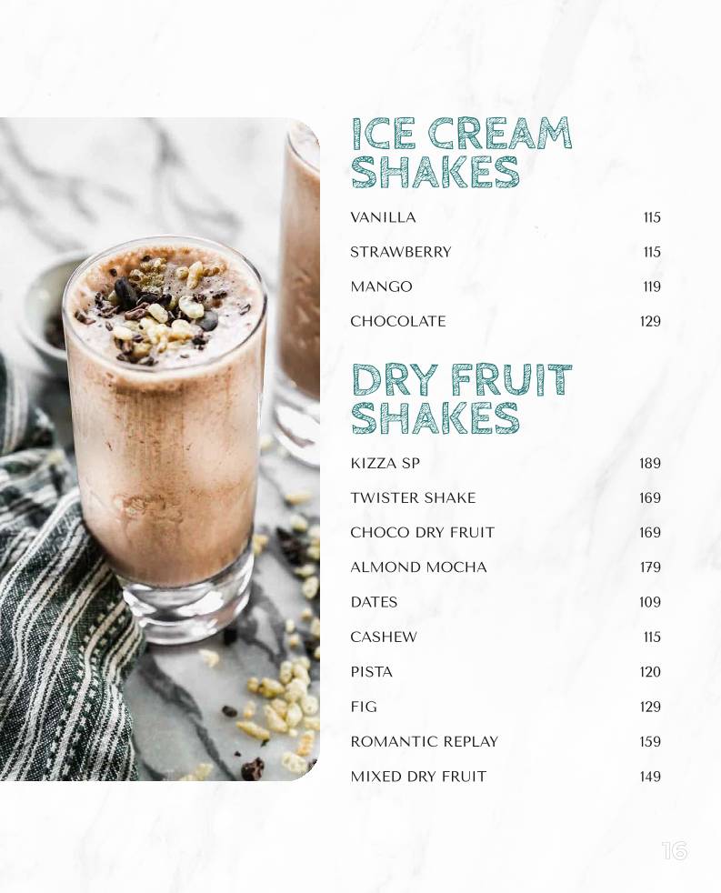 Kizza.cafe menu