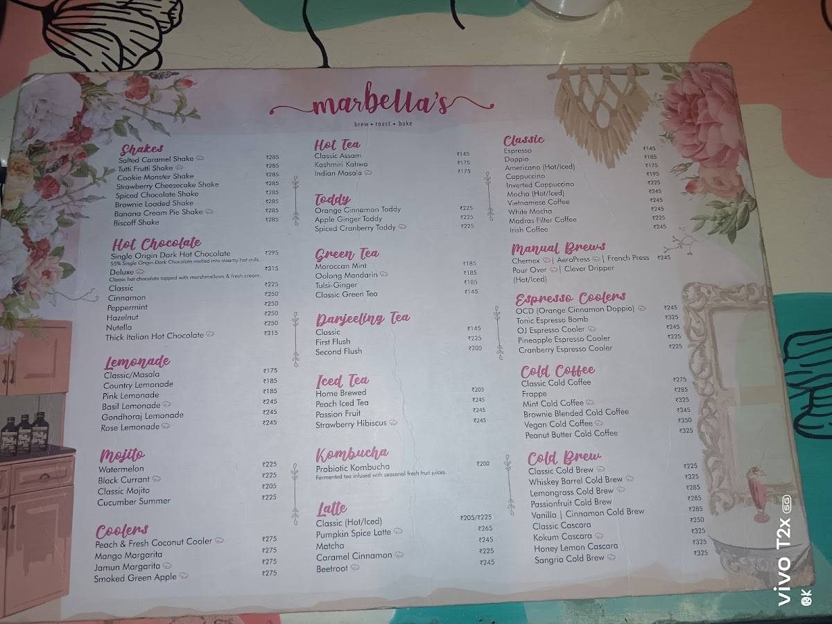 Marbella's menu
