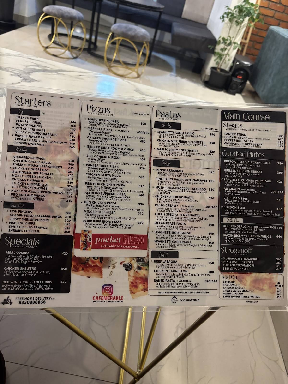 Cafe Merakle menu