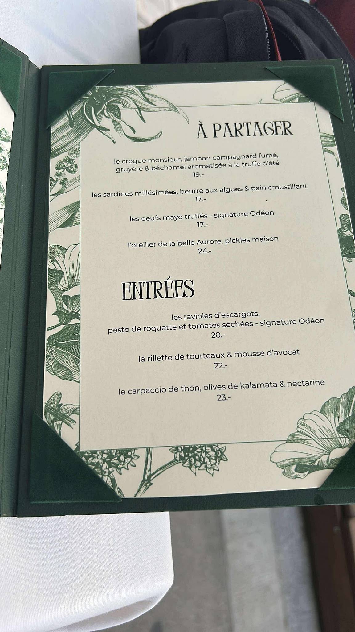 Menu di Odéon 