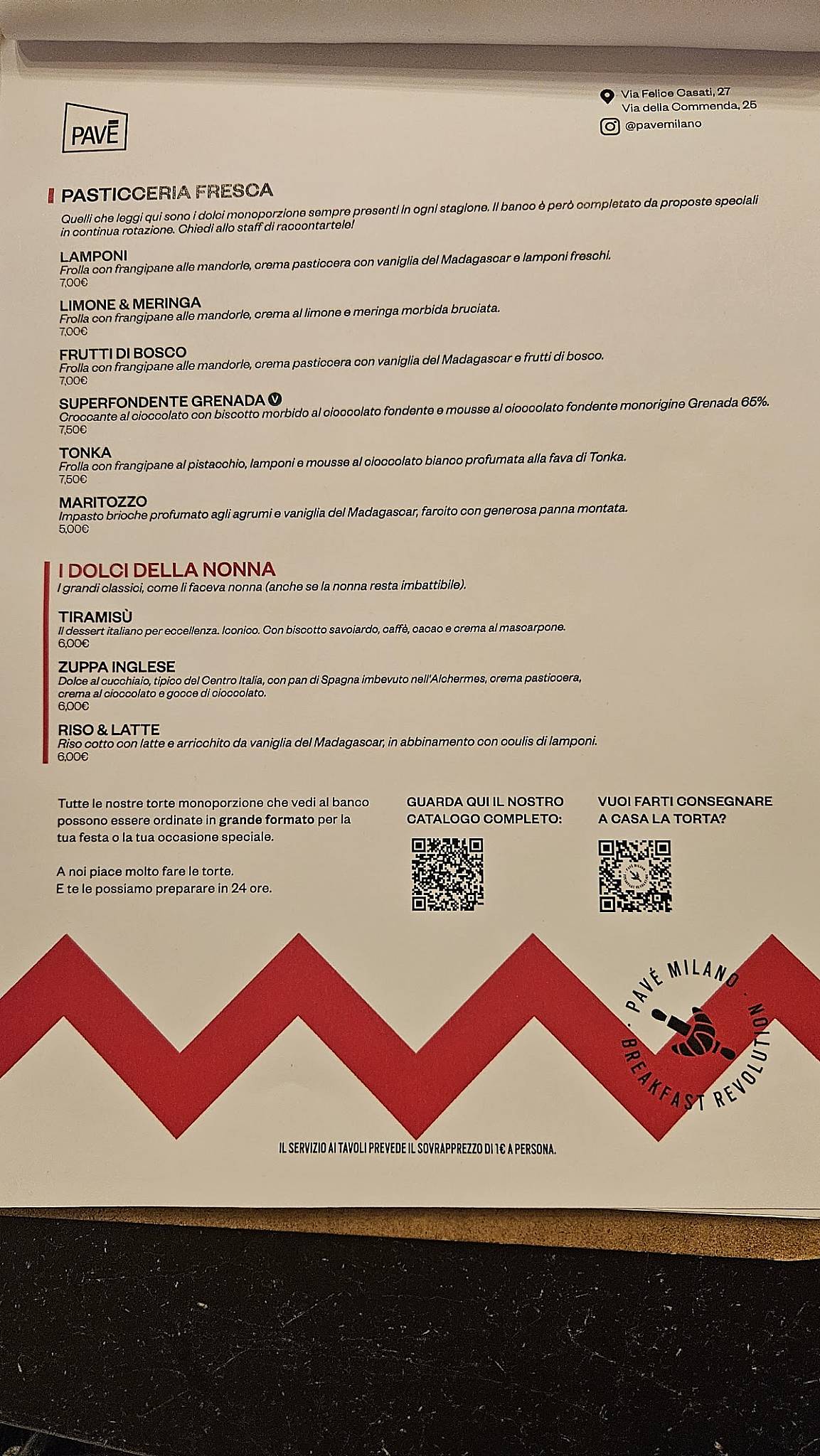 Menu di Pavé 