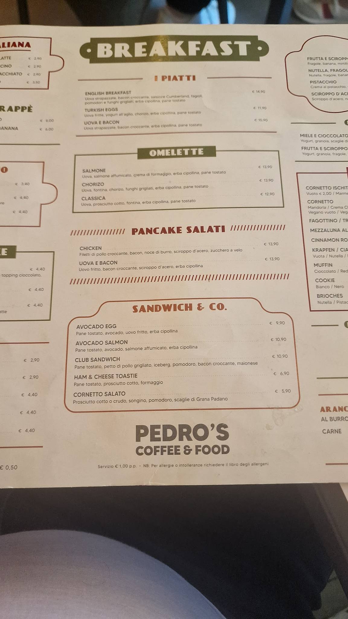 Menu di Pedro's Coffee Bistrot 