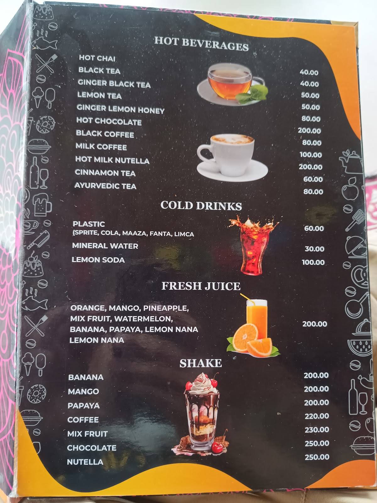 Pink Floyd Cafe Tosh menu