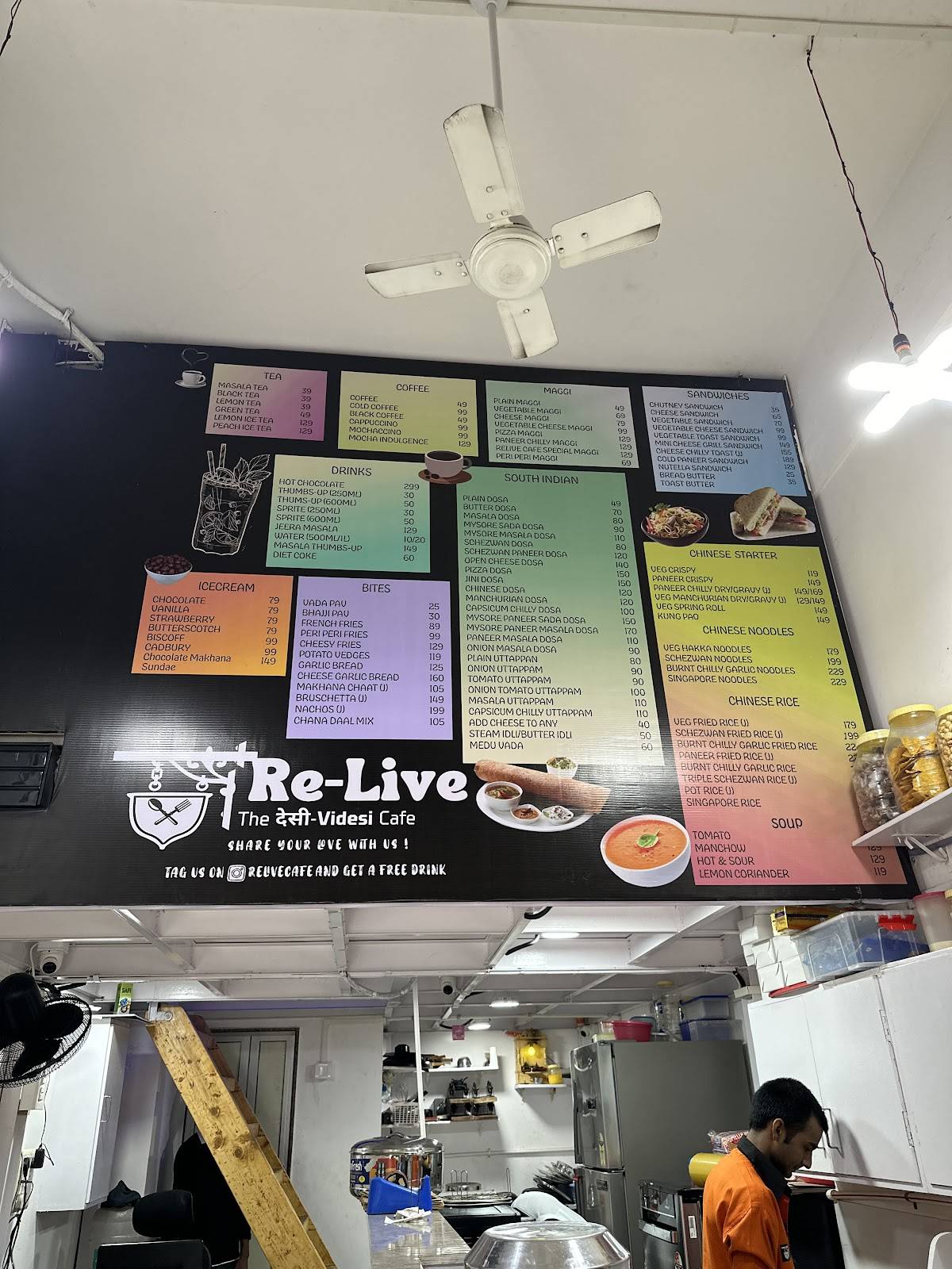 Relive Cafe menu