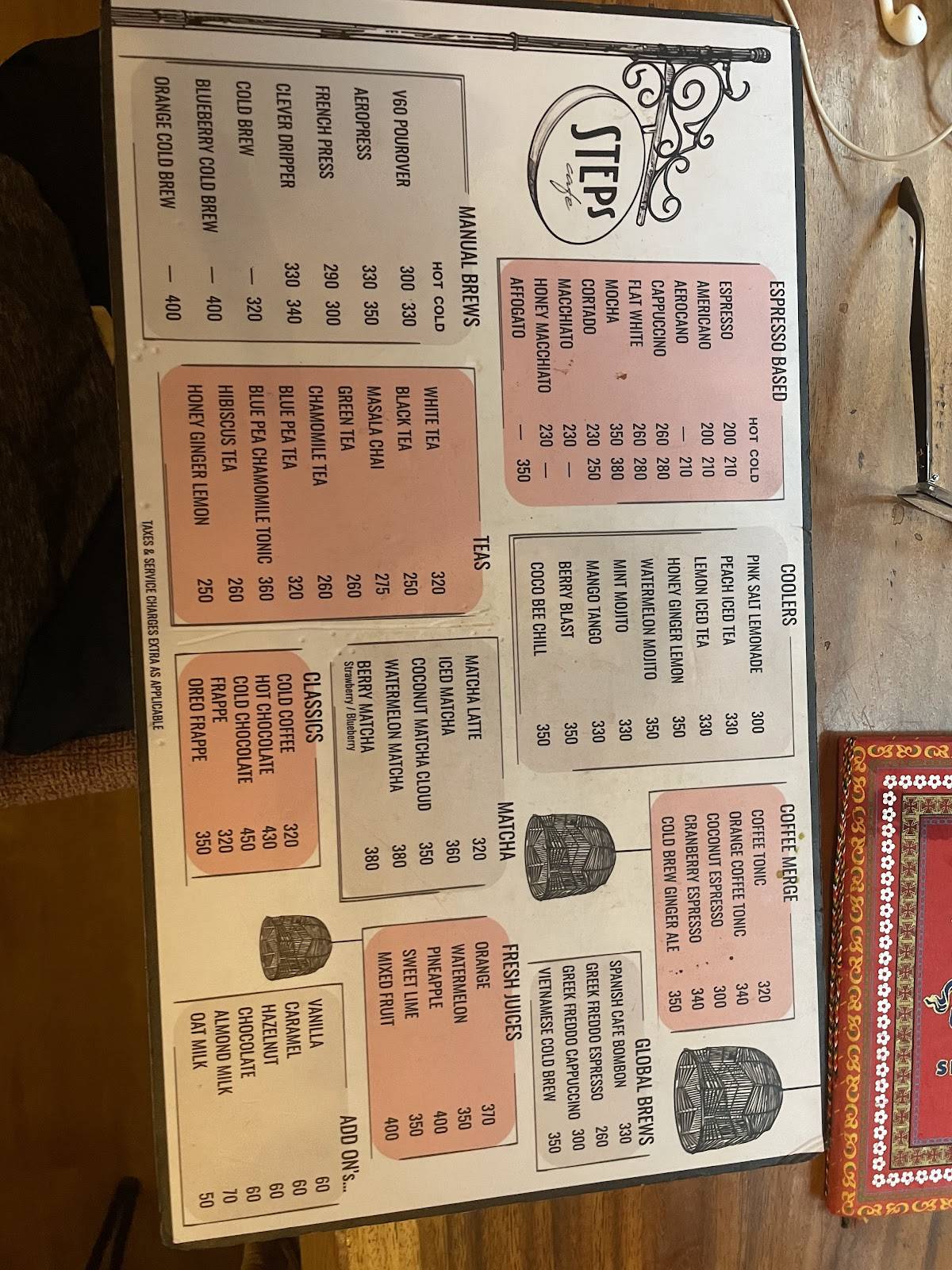 Steps Café menu