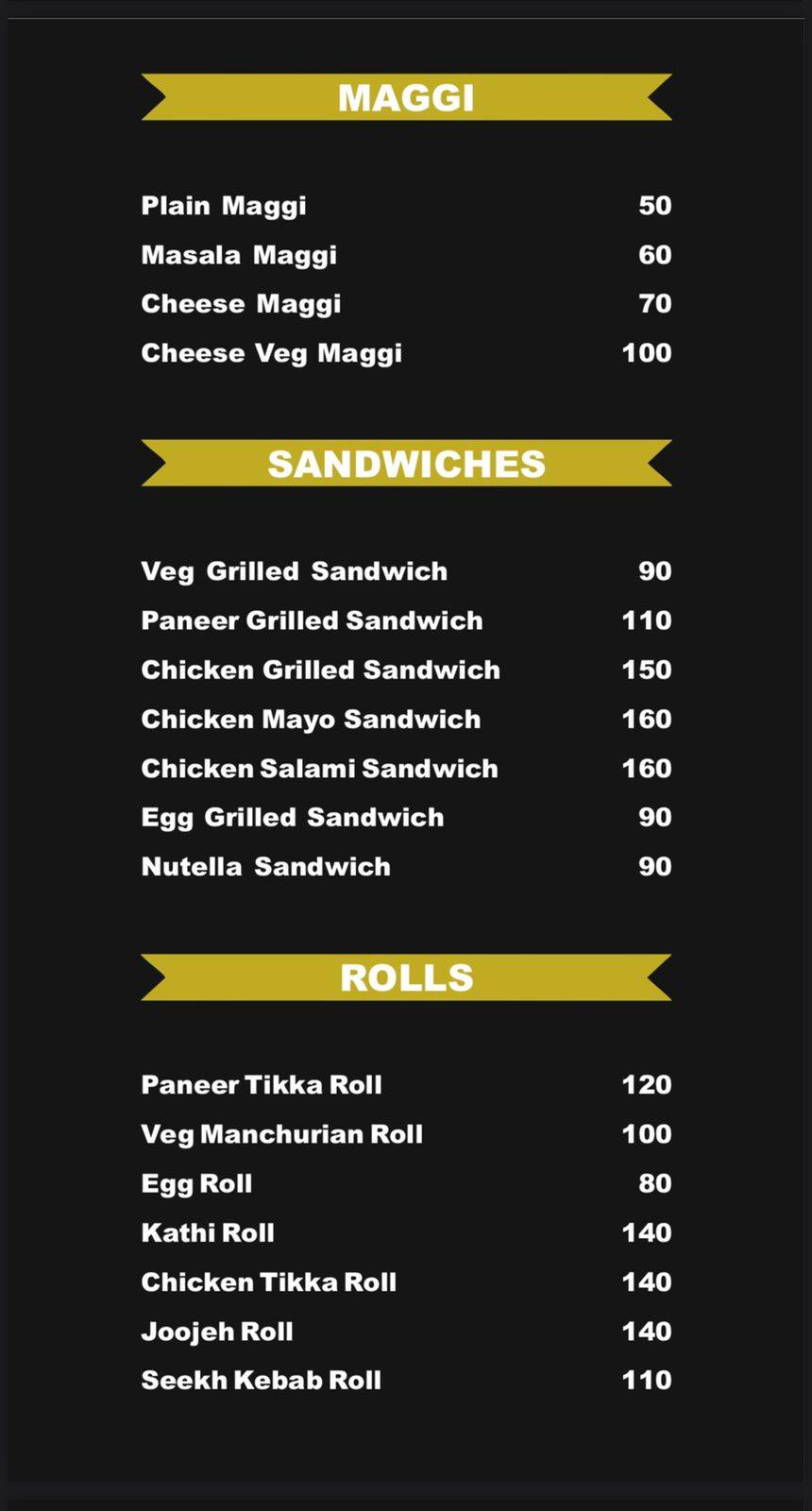 Sufis de cafe menu