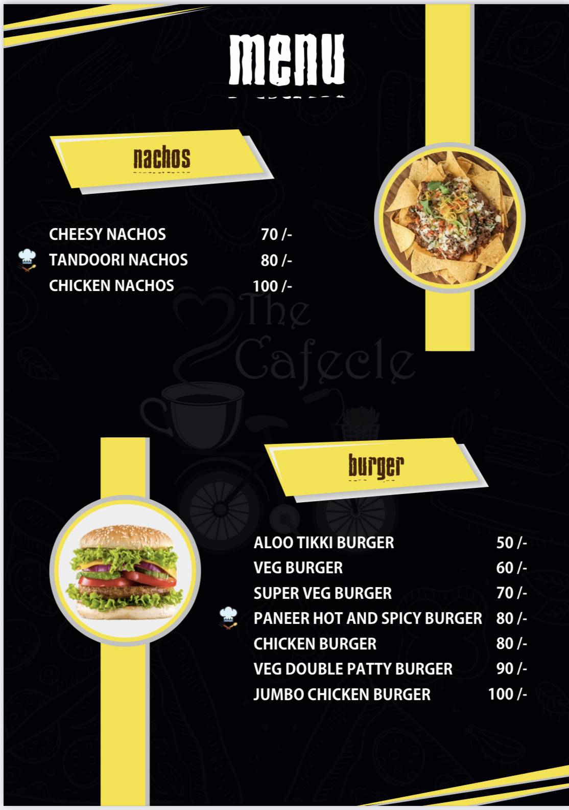The Cafecle menu