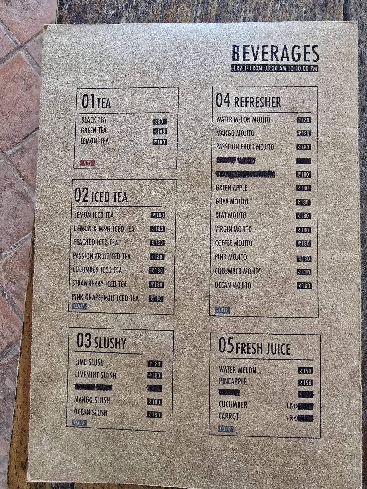 Cafe Trip is Life menu