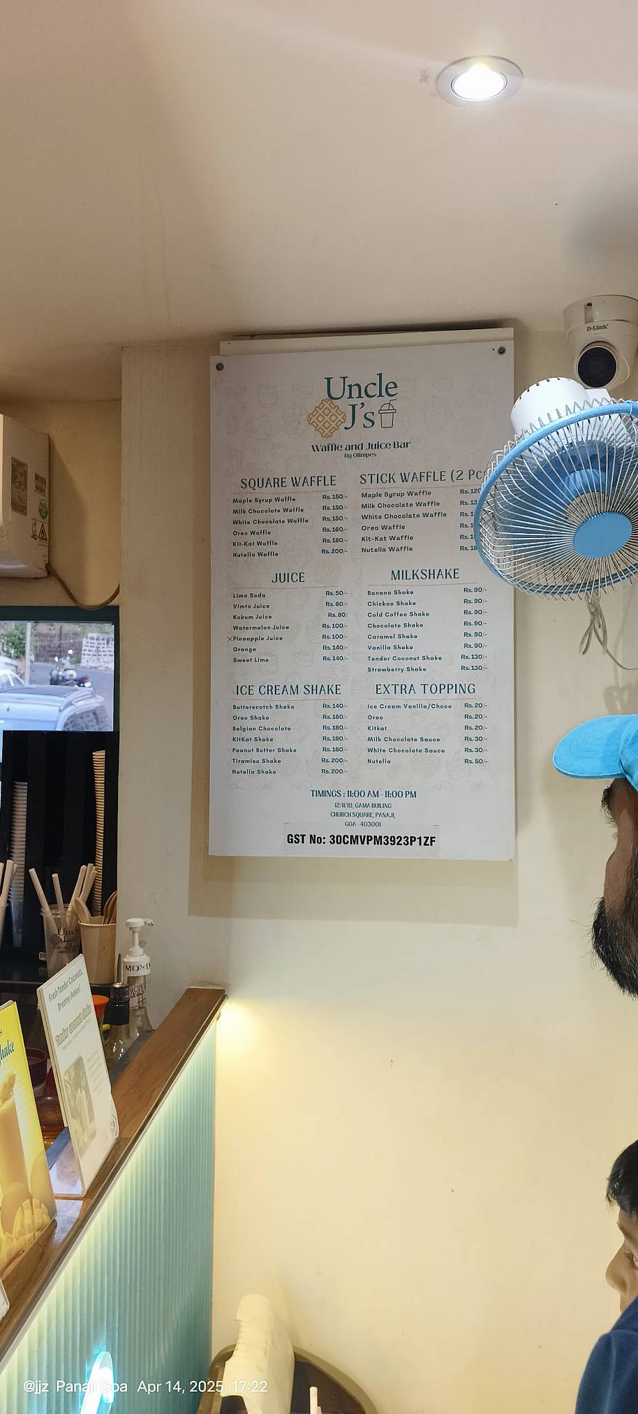 Uncle J’s Waffle and Juice Bar menu